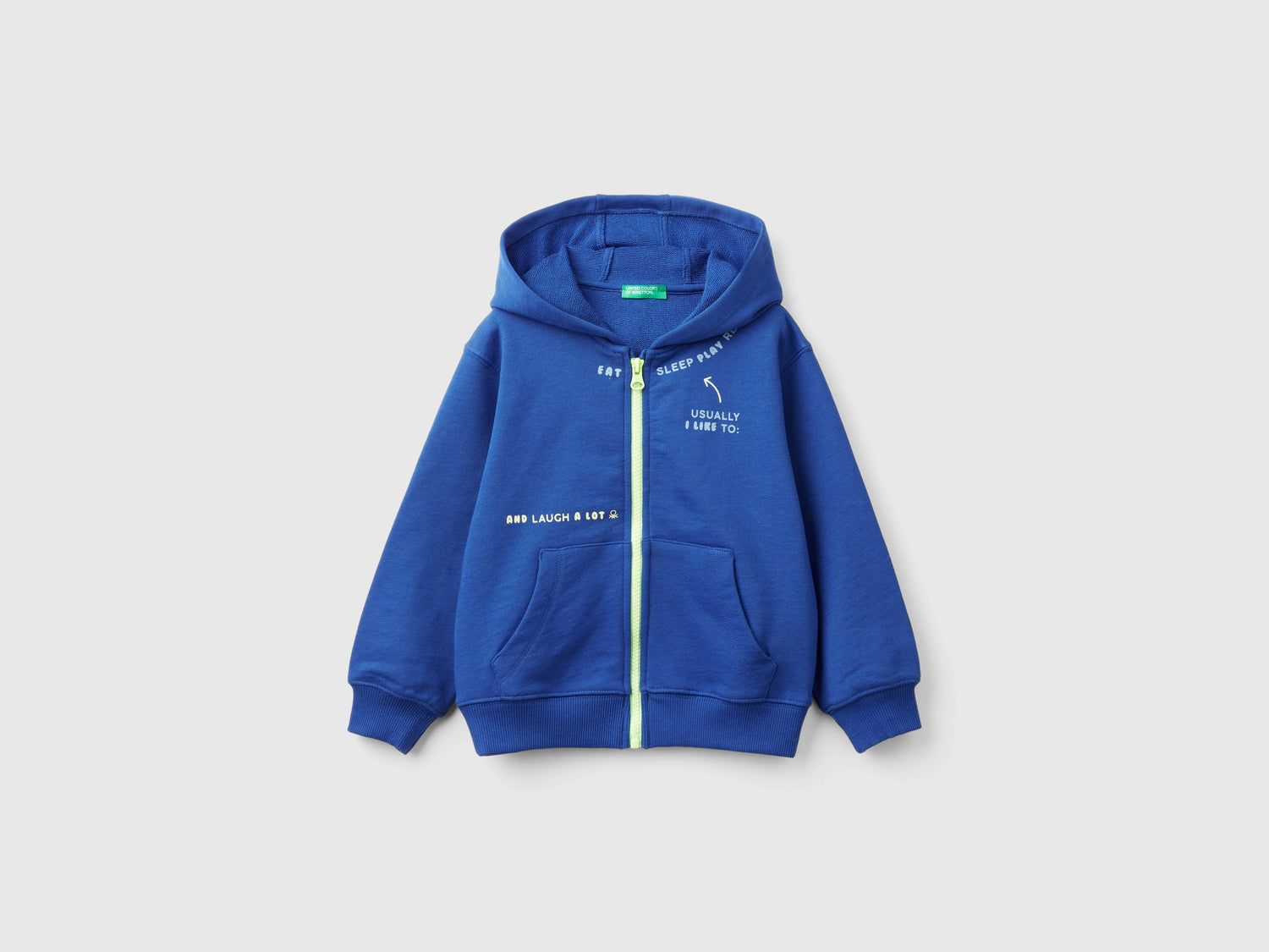 Felpa con zip e stampa da bimbo bluette | Benetton Outlet