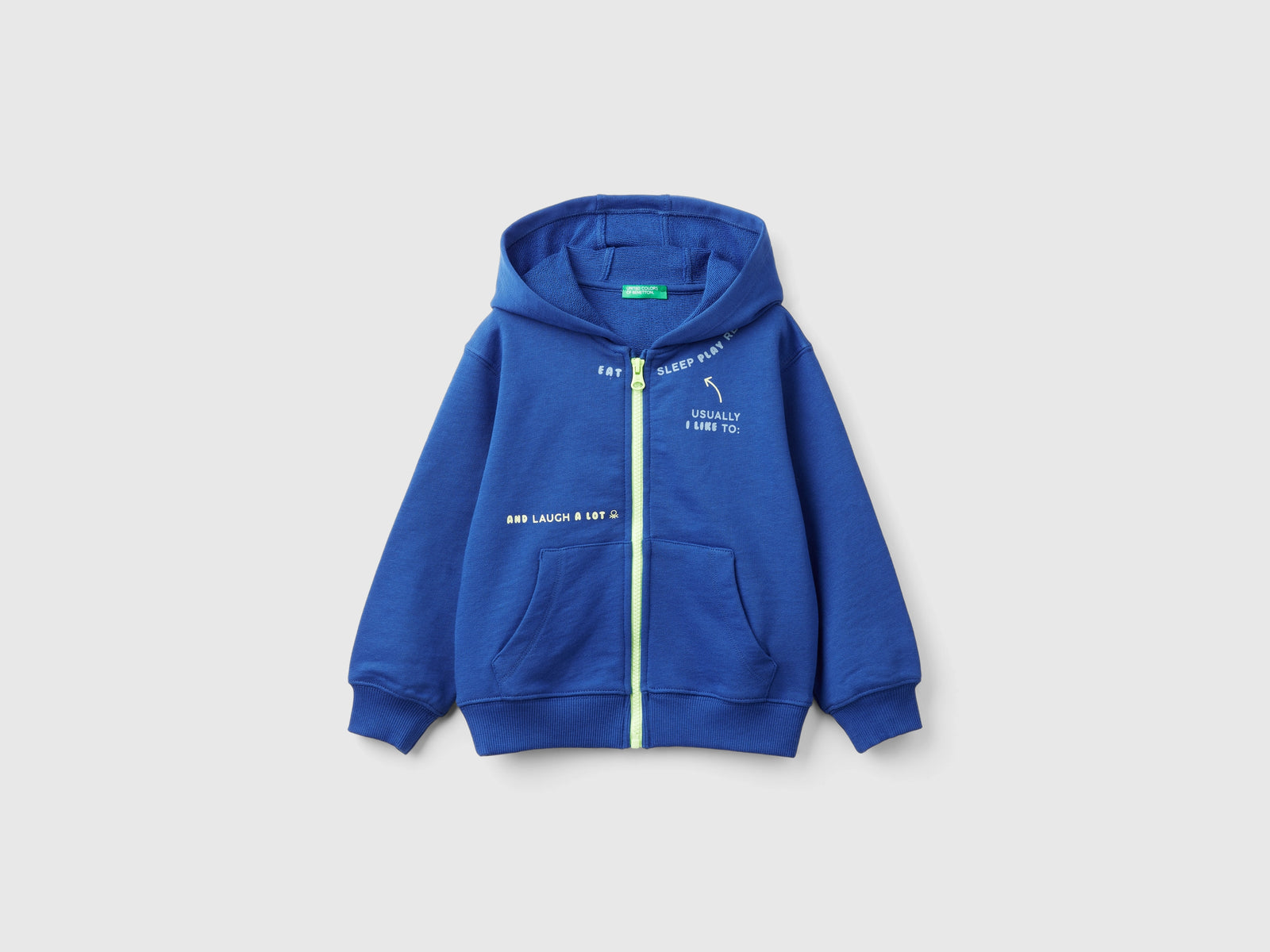 Felpa con zip e stampa da bimbo bluette | Benetton Outlet