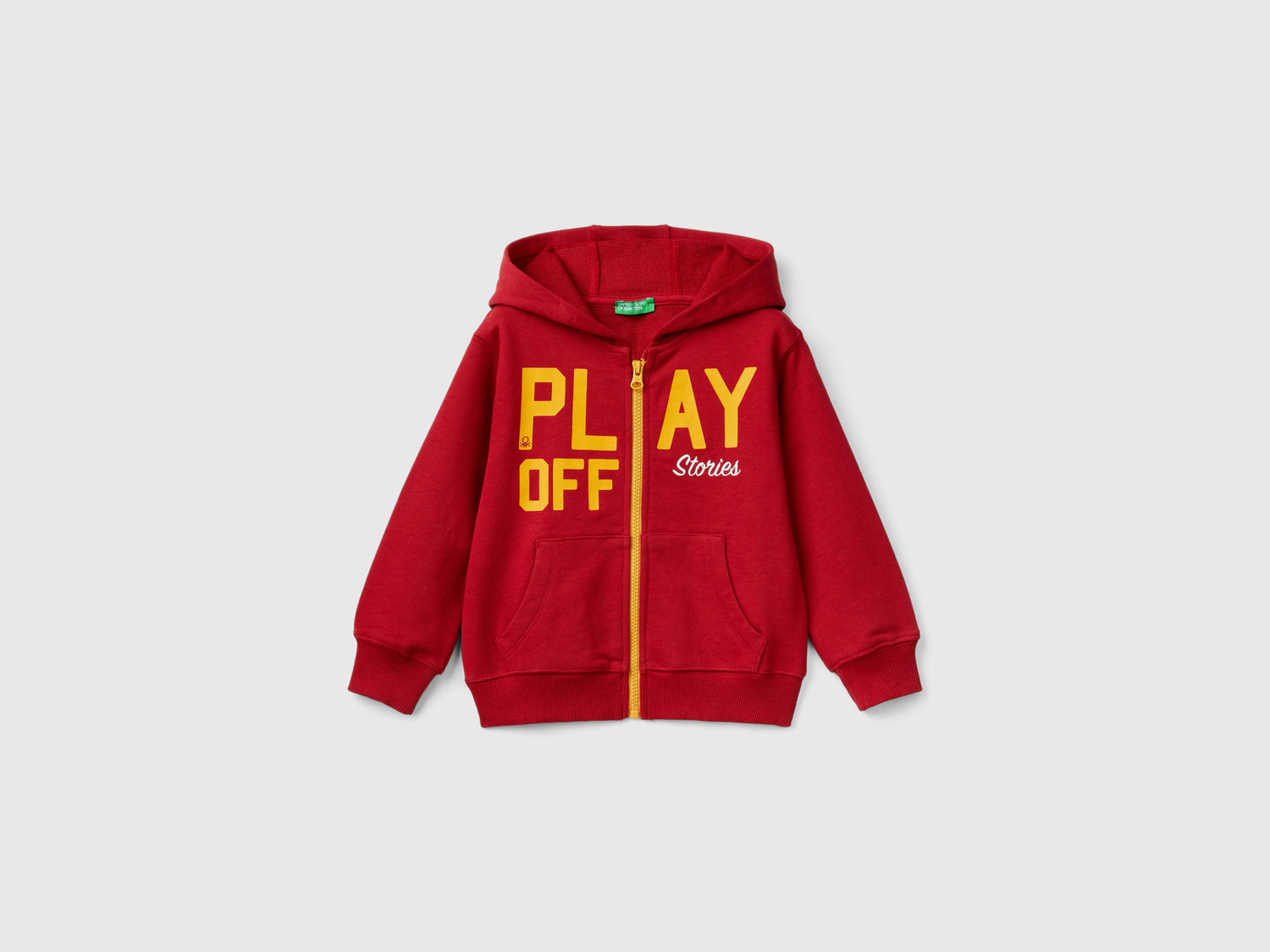 Felpa con zip e stampa da bimbo rosso | Benetton Outlet
