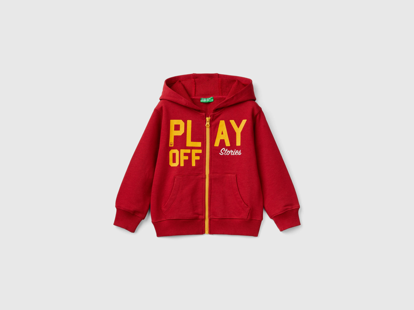 Felpa con zip e stampa da bimbo rosso | Benetton Outlet