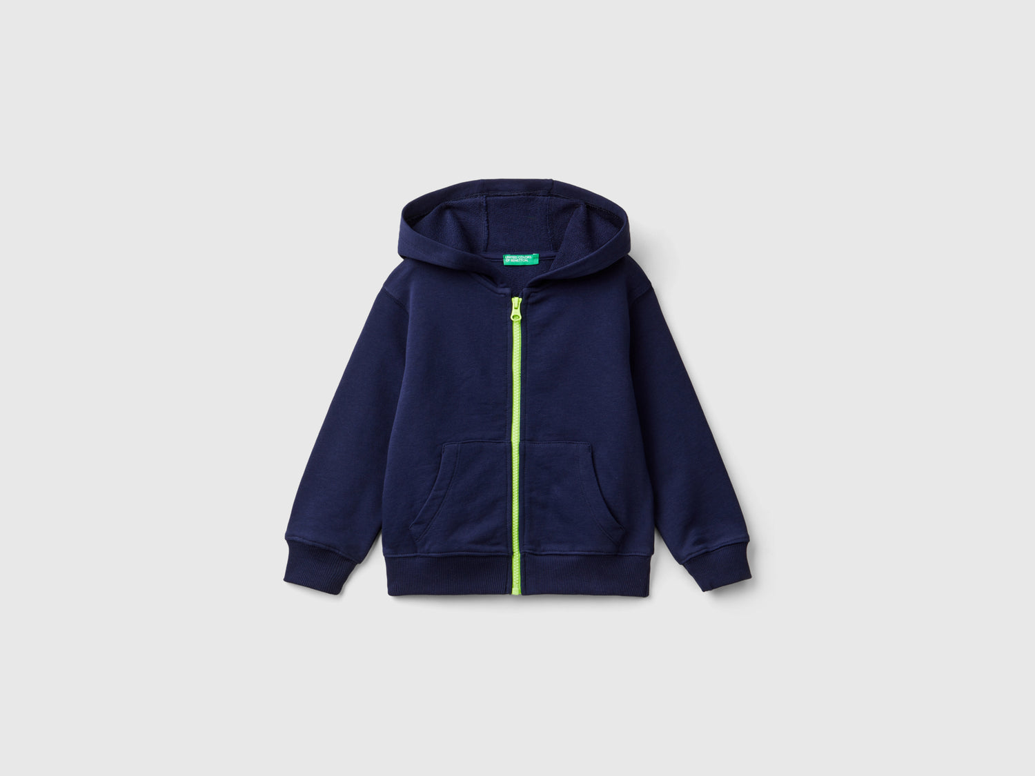 Felpa con zip e stampa da bimbo blu scuro | Benetton Outlet