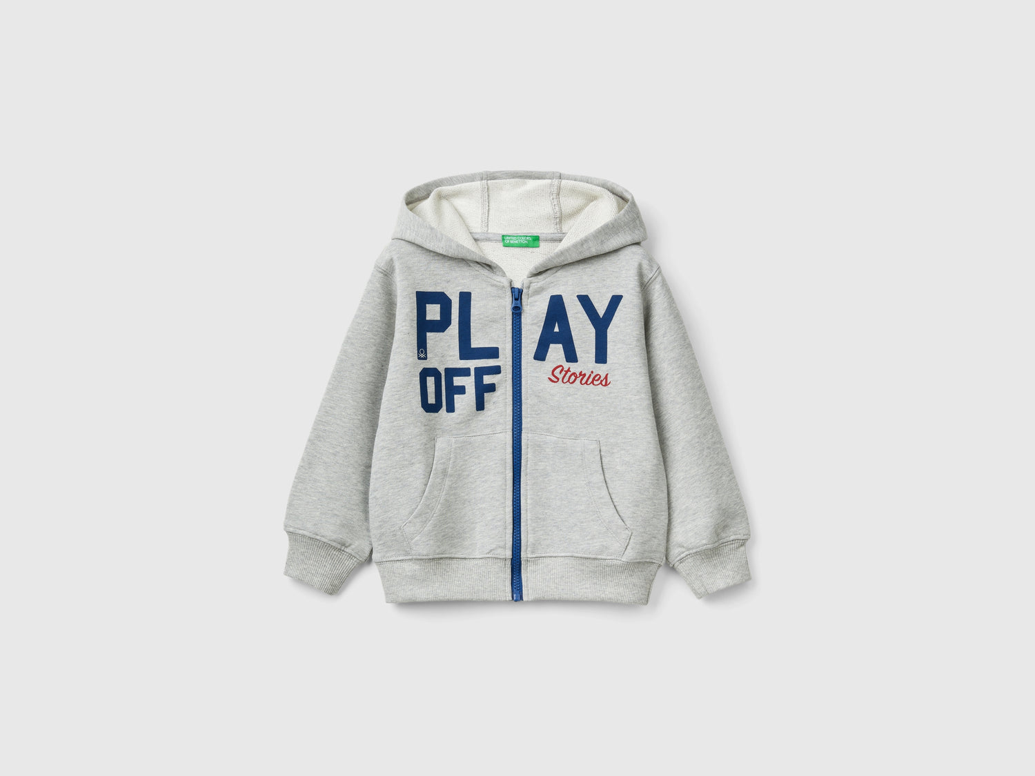Felpa con zip e stampa da bimbo grigio chiaro | Benetton Outlet