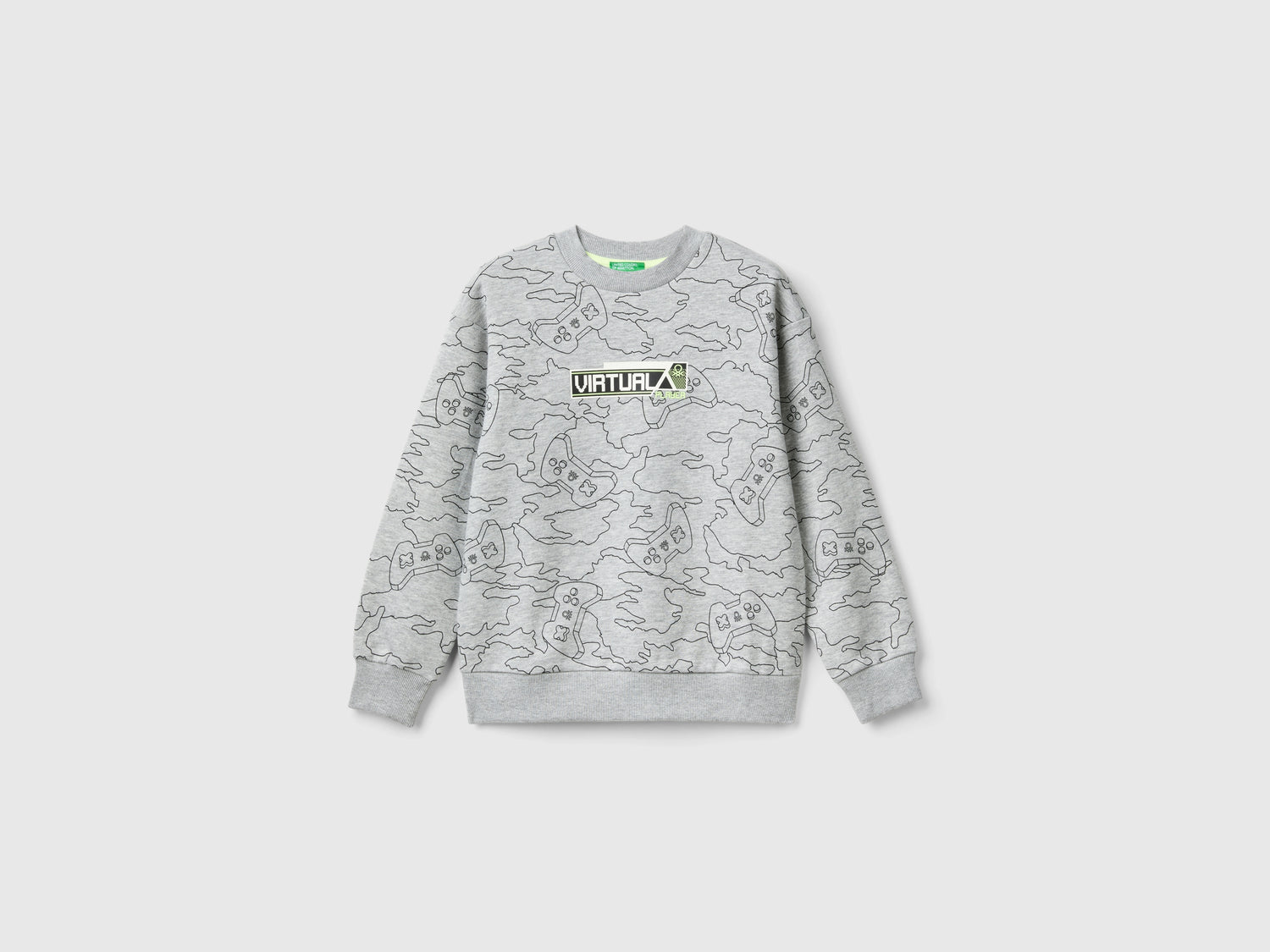 Felpa gamer con stampa gommata da bambino grigio | Benetton Outlet