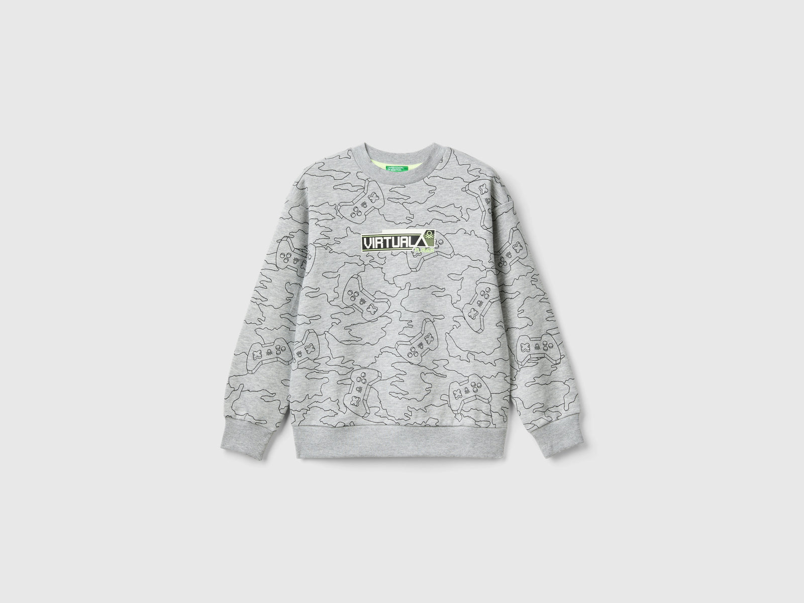 Felpa gamer con stampa gommata da bambino grigio | Benetton Outlet