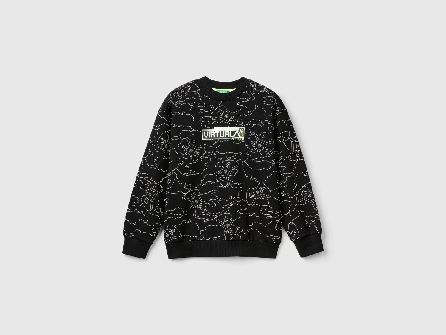 Felpa gamer con stampa gommata da bambino nero | Benetton Outlet