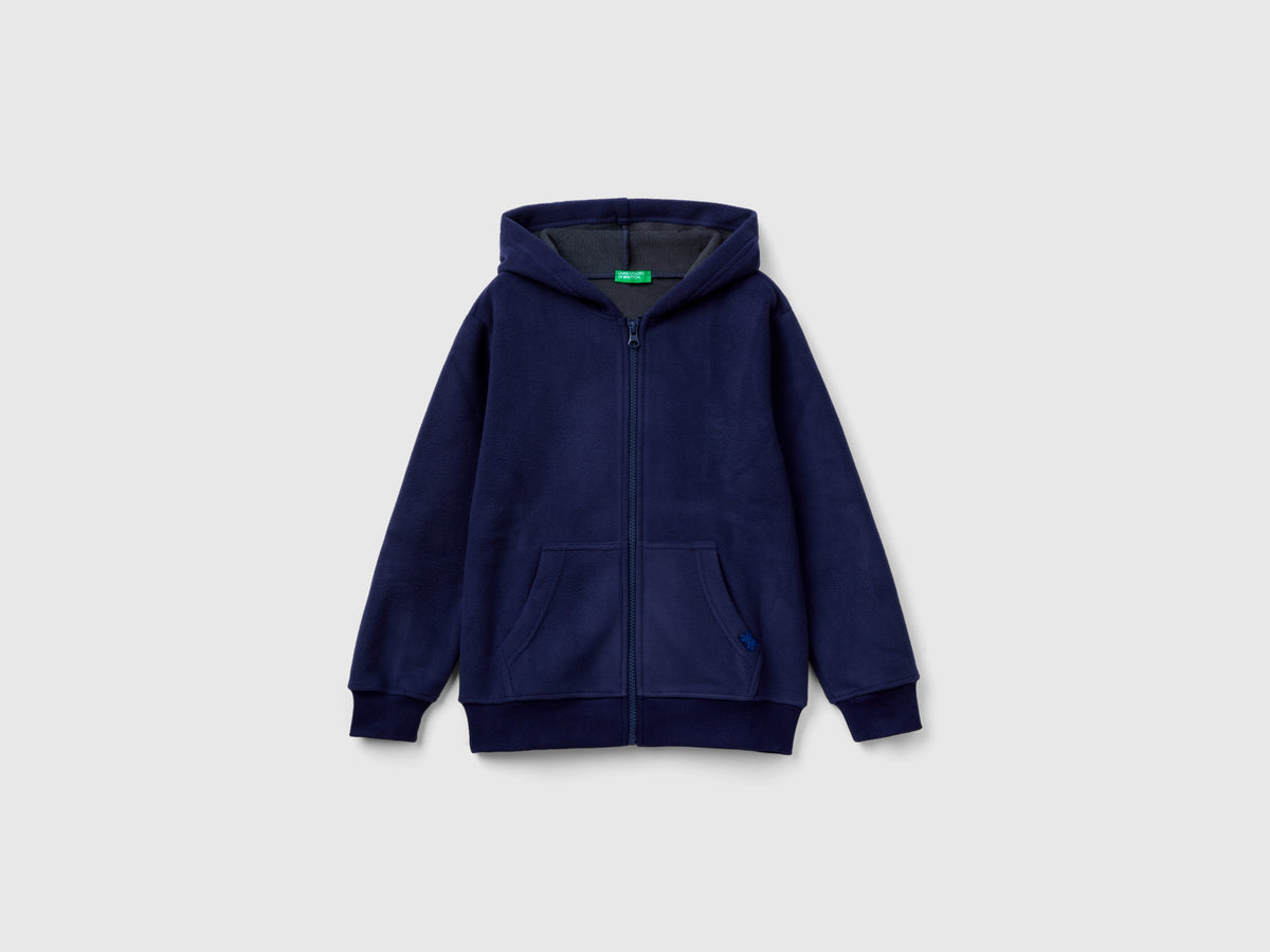 Fleece hoodie da bambino blu scuro Benetton Outlet