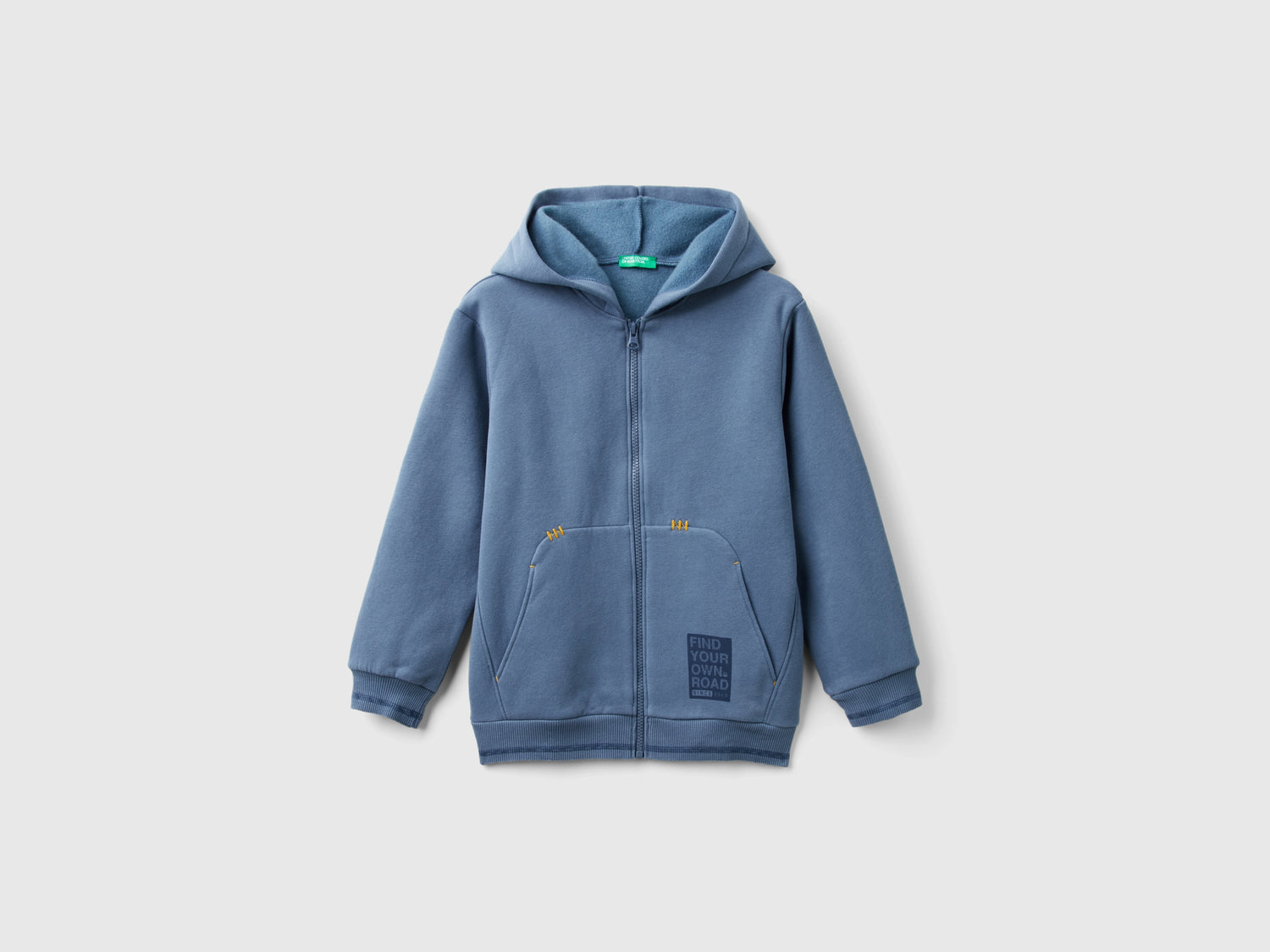 Calda felpa con cappuccio e stampa da bambino avio | Benetton Outlet