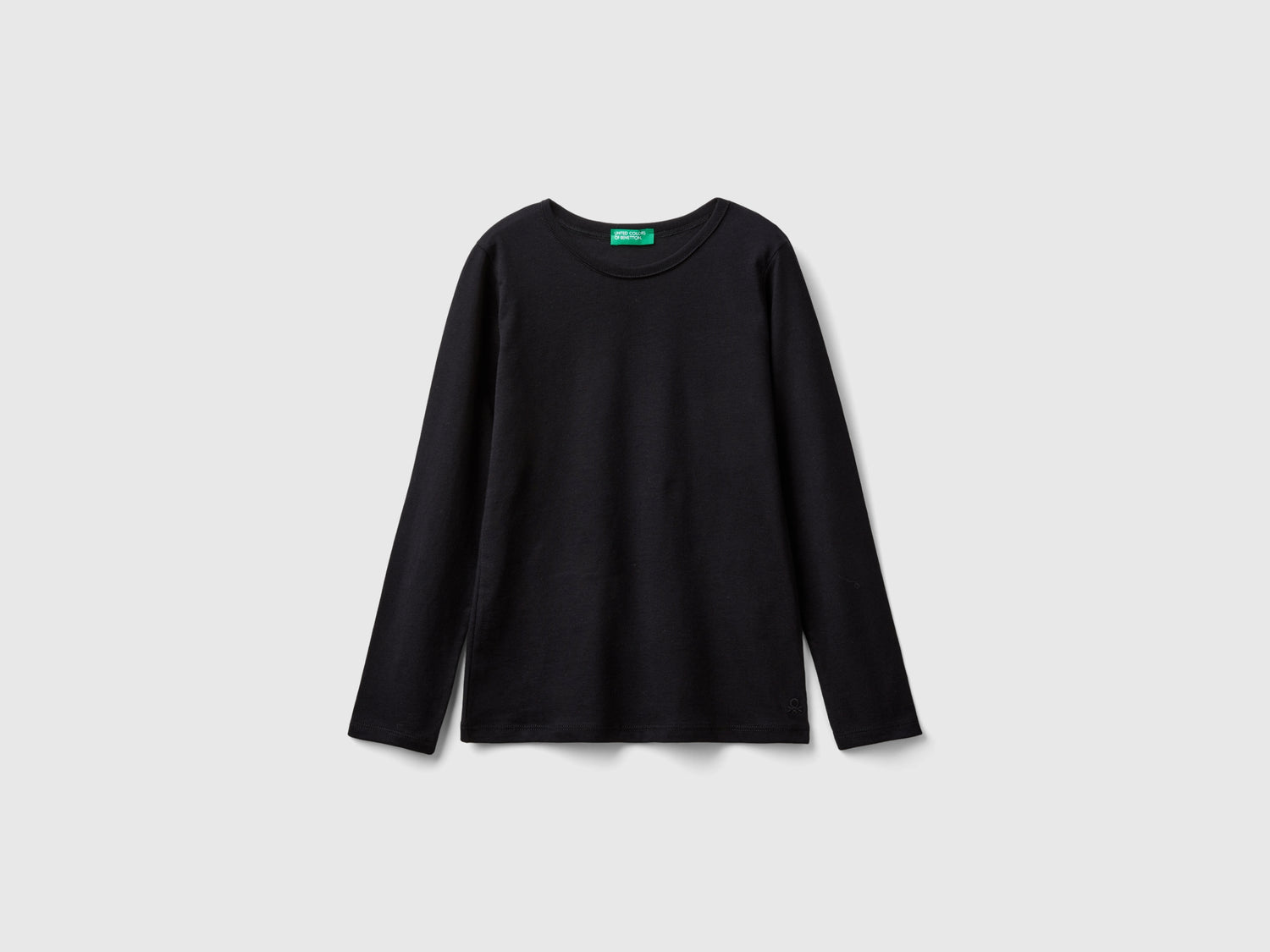 T-shirt a manica lunga in cotone bio da bambina nero | Benetton Outlet
