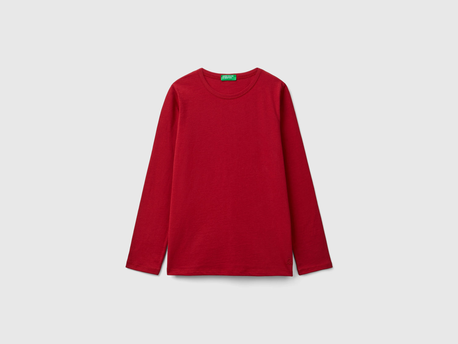 T-shirt a manica lunga in cotone bio da bambina rosso | Benetton Outlet
