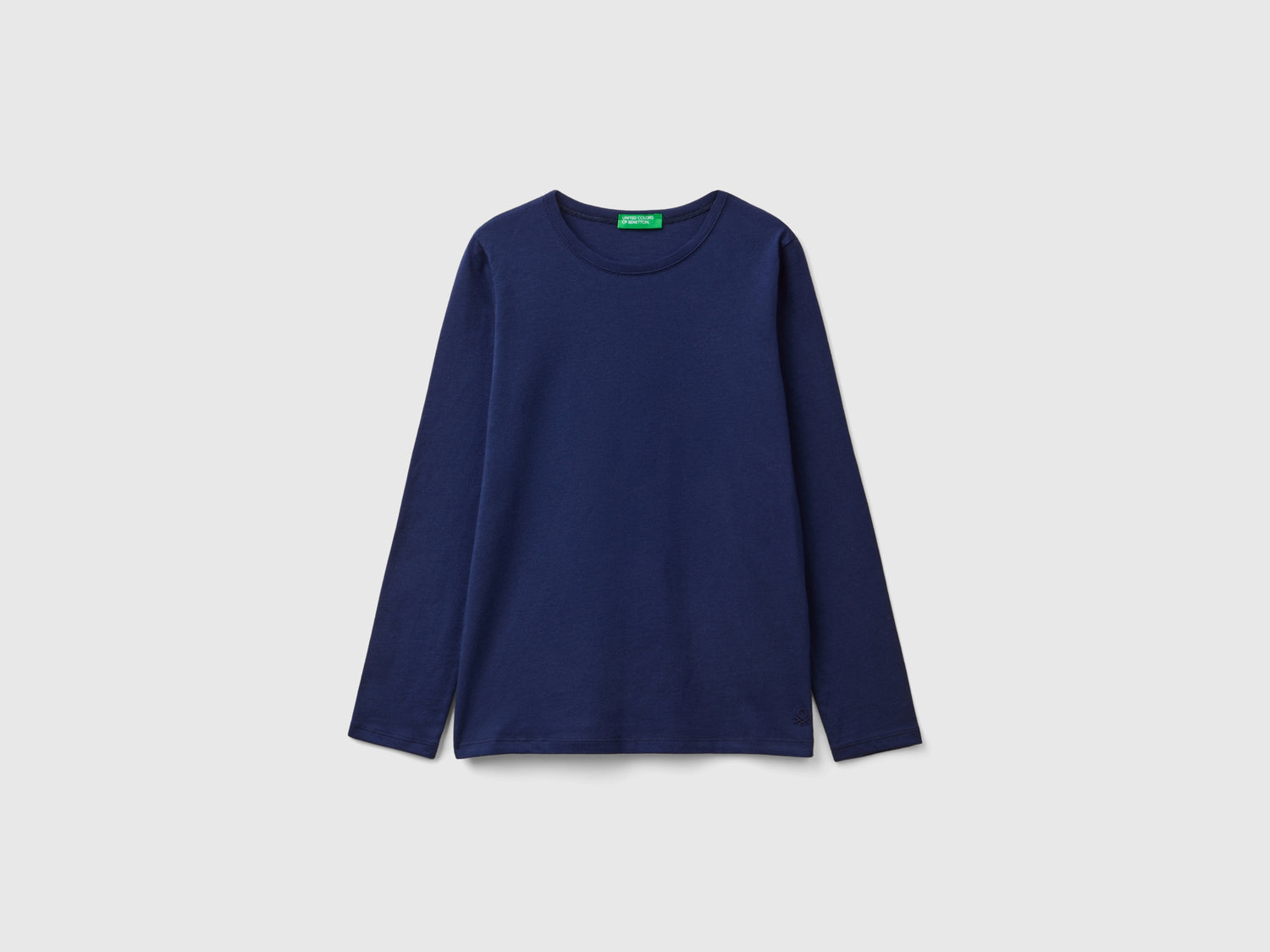 T-shirt a manica lunga in cotone bio da bambina blu scuro | Benetton Outlet