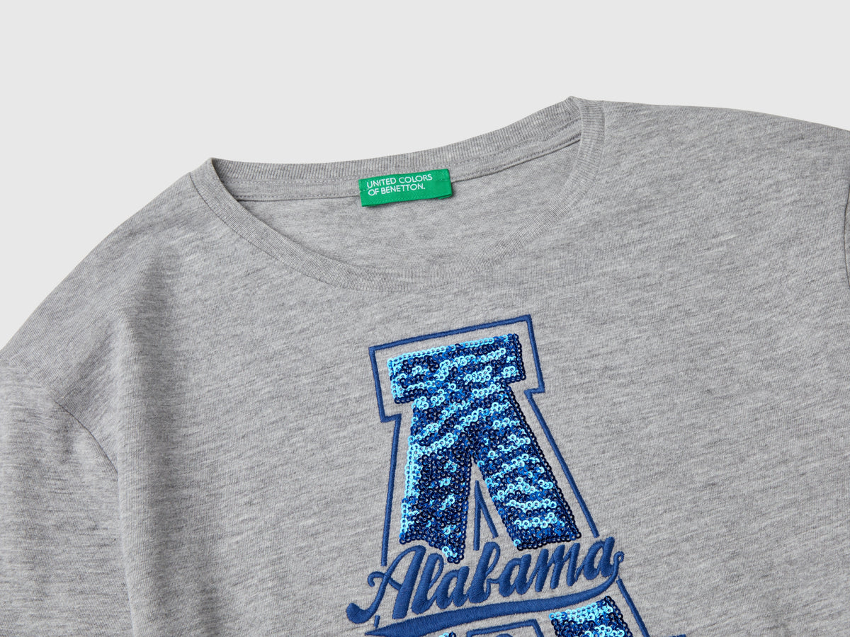 T-shirt con paillettes in cotone bio
