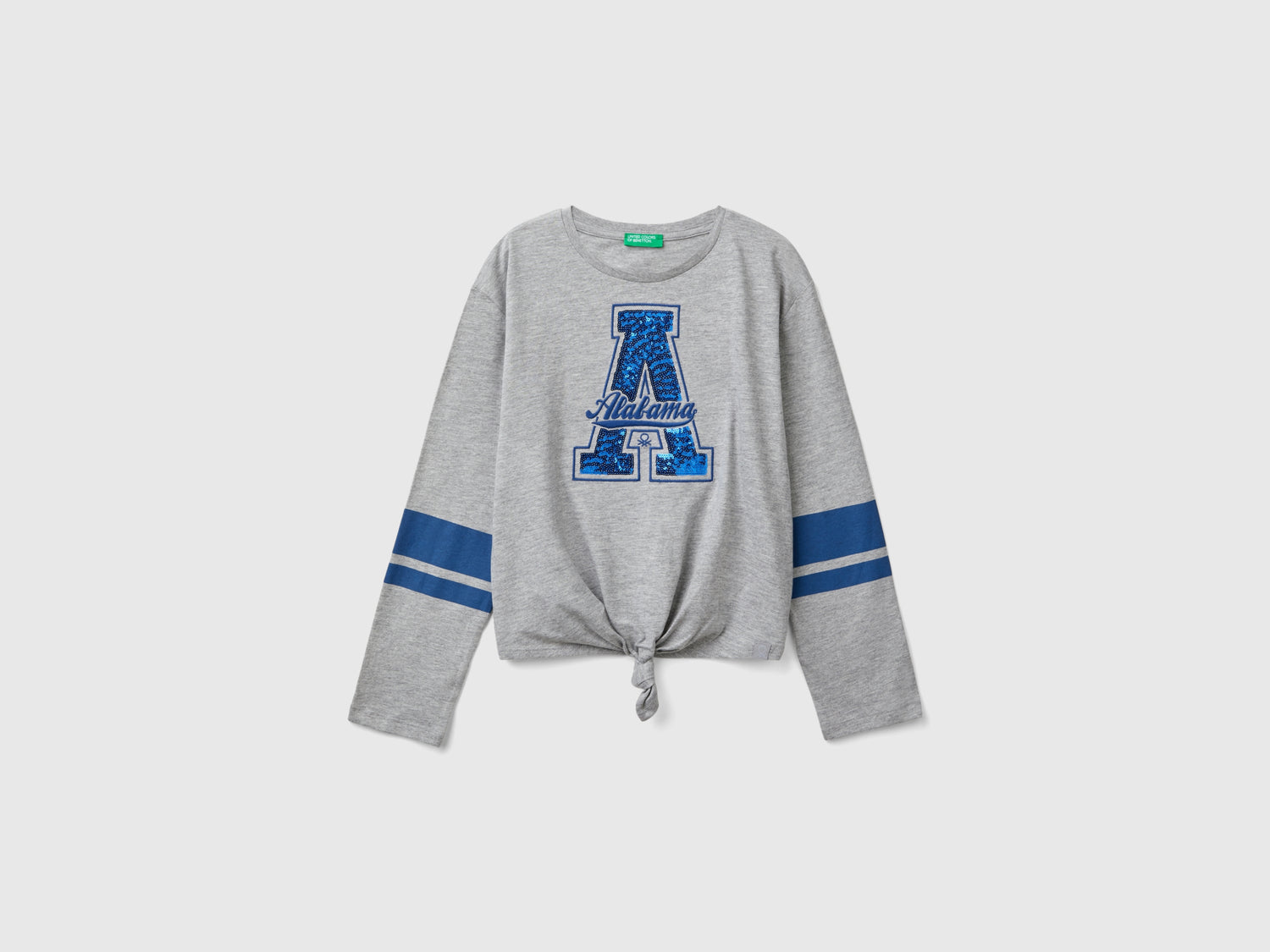 T-shirt con paillettes in cotone bio da bambina grigio chiaro | Benetton Outlet