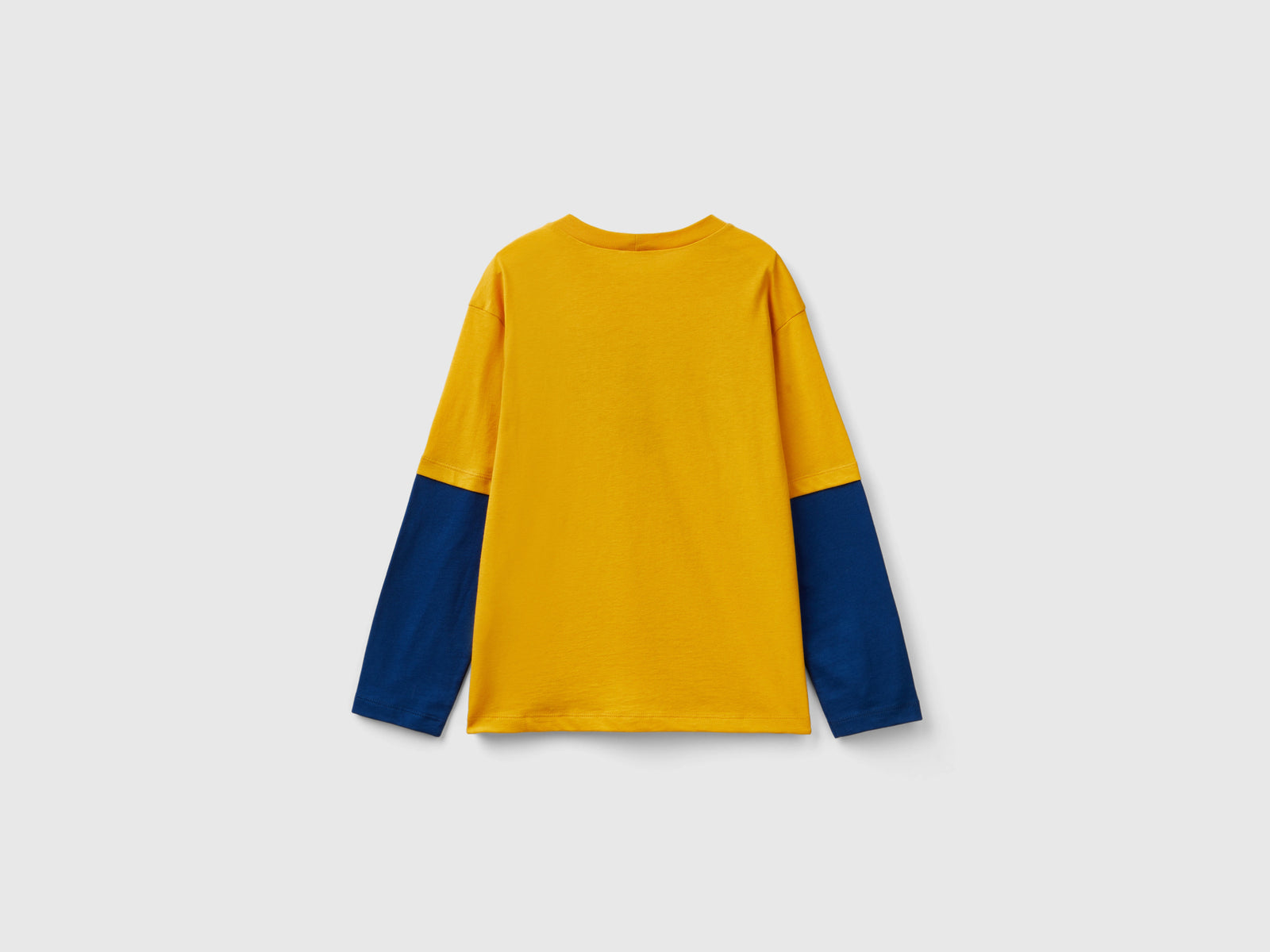 Maglietta con doppia manica in cotone bio da bambino senape 2 | Benetton Outlet