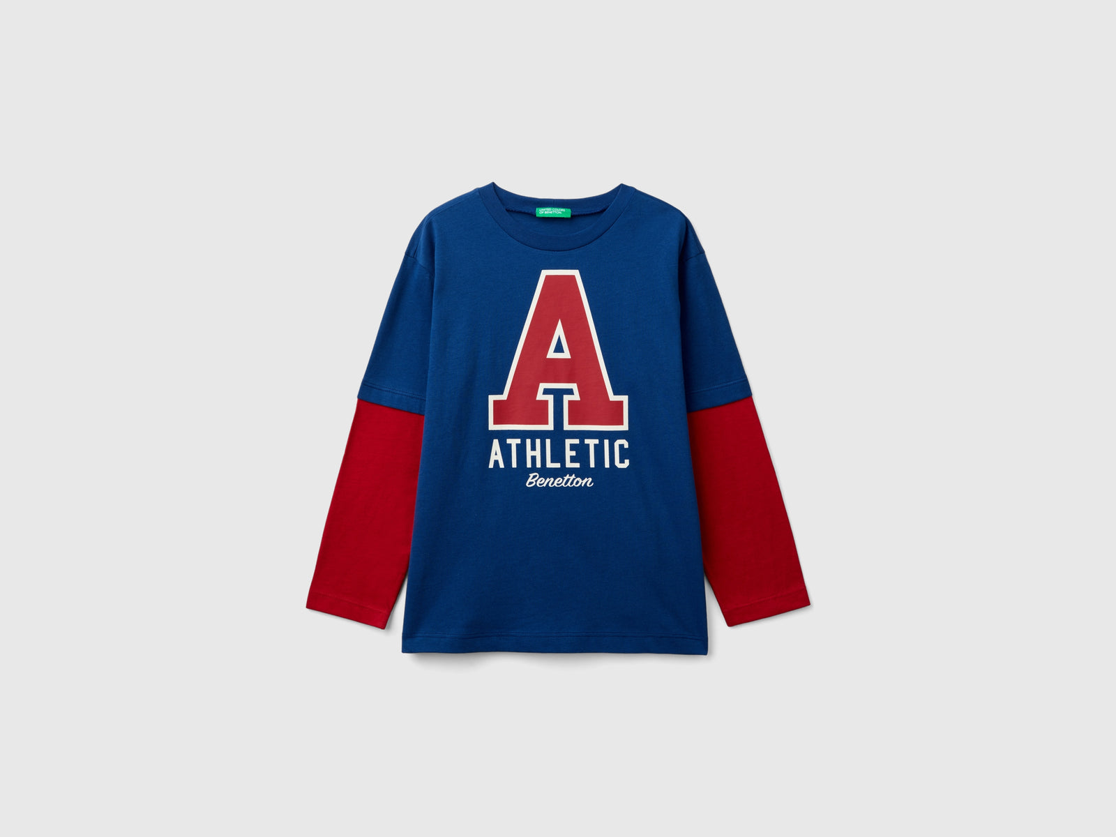 Organic cotton double-sleeved T-shirt da bambino blu | Benetton Outlet