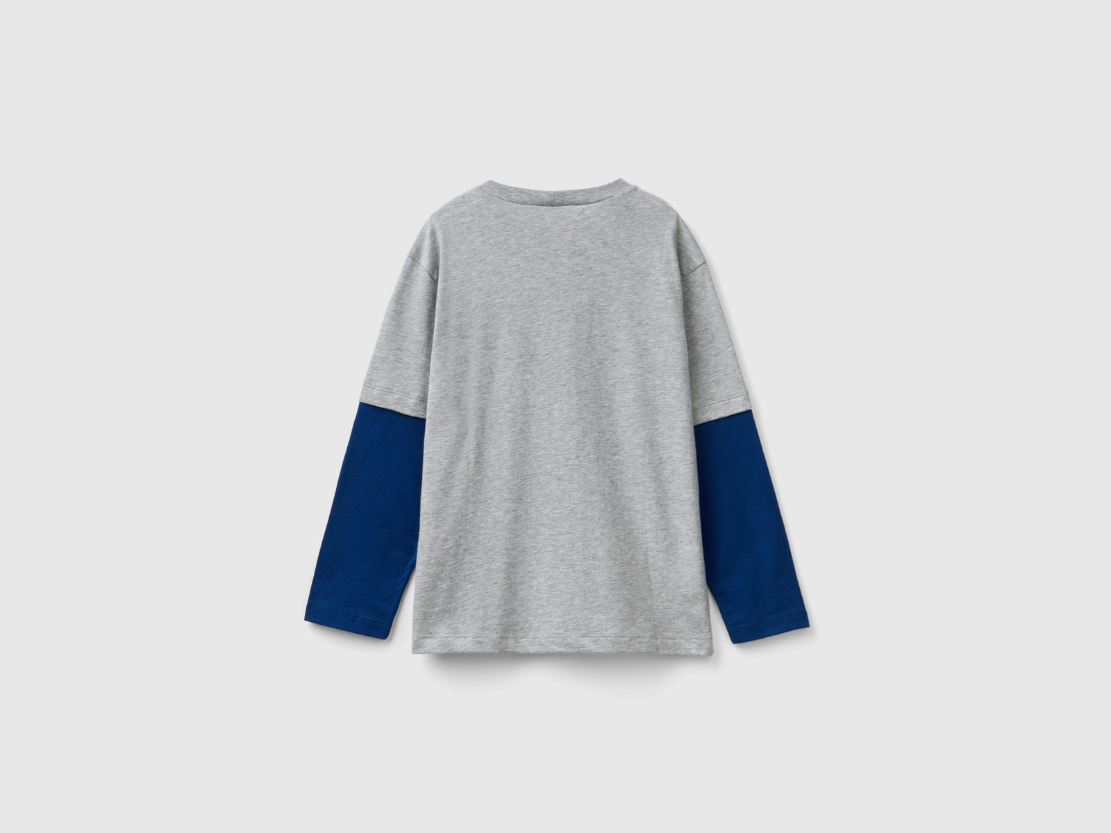 Organic cotton double-sleeved T-shirt da bambino grigio chiaro 2 | Benetton Outlet