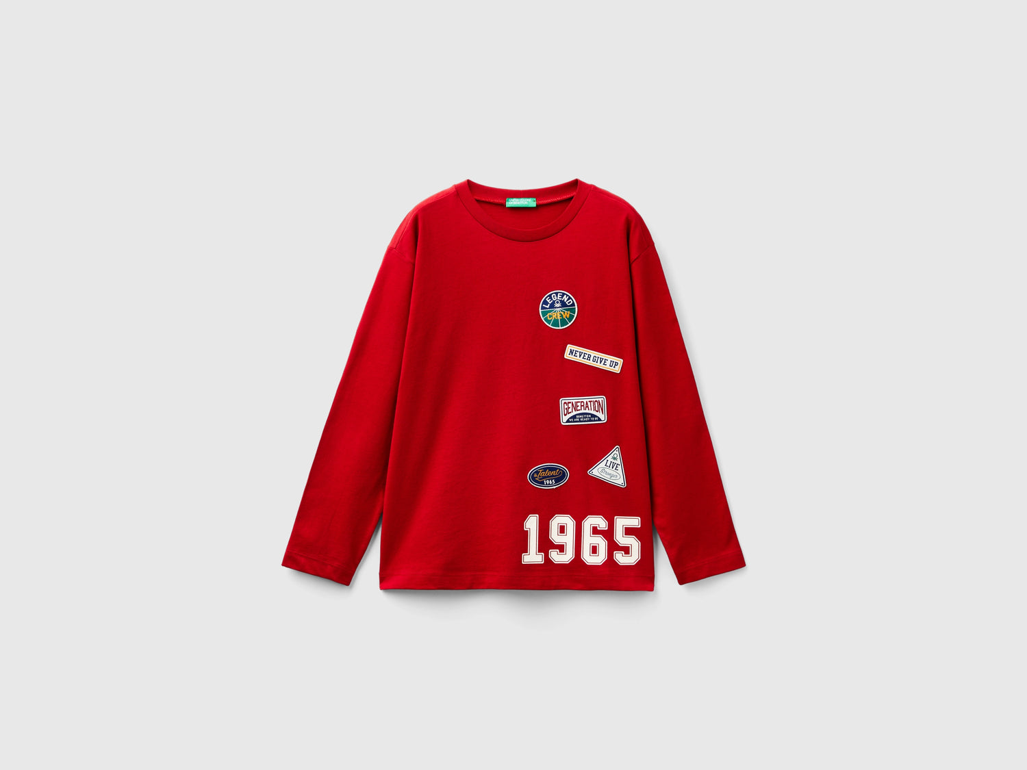 T-shirt con stampa effetto velluto da bambino rosso | Benetton Outlet