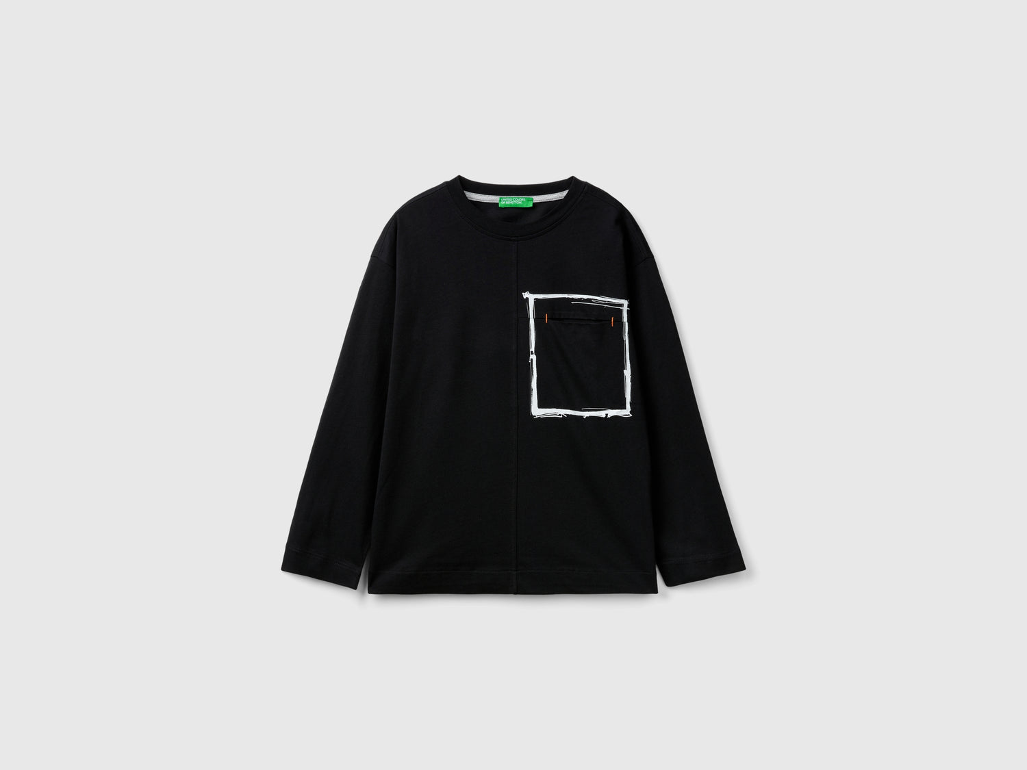 T-shirt con taschino in cotone bio da bambino nero | Benetton Outlet