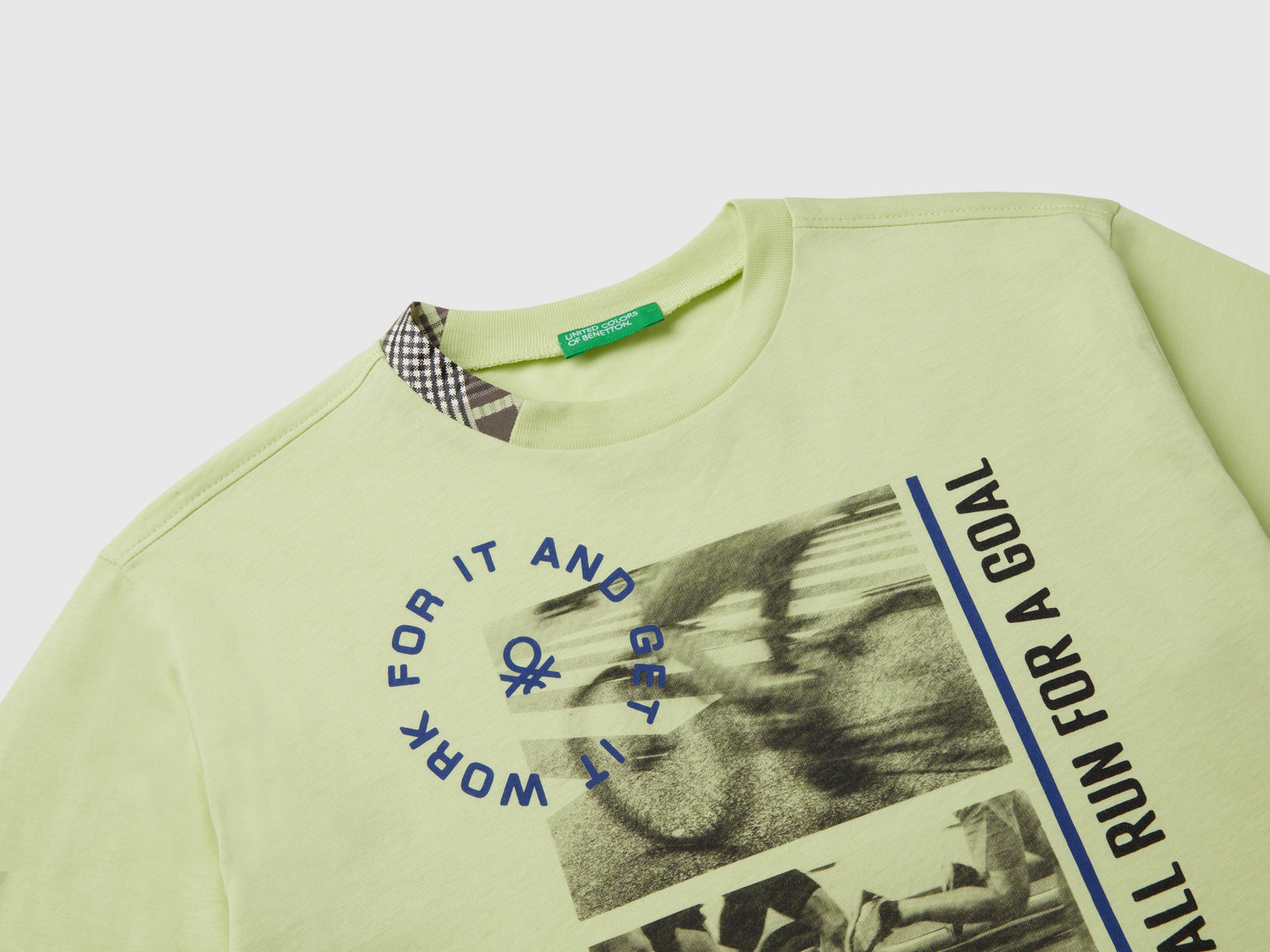 T-shirt con stampa fotografica in cotone bio da bambino lime 3 | Benetton Outlet