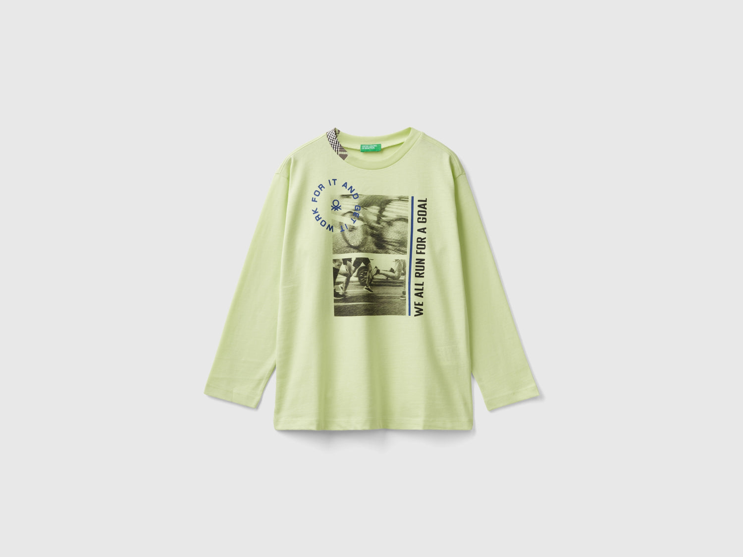 T-shirt con stampa fotografica in cotone bio da bambino lime | Benetton Outlet