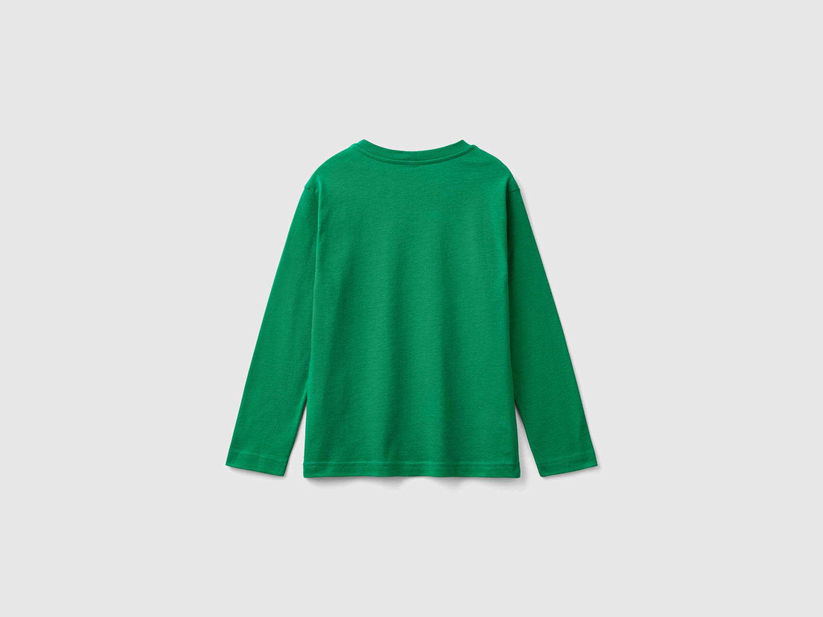 T-shirt manica lunga in cotone bio da bambino verde 2 | Benetton Outlet