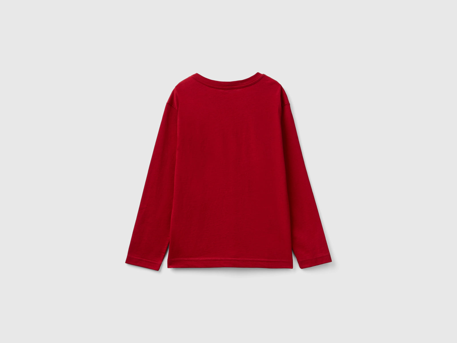 Long-sleeved organic cotton T-shirt da bambino rosso 2 | Benetton Outlet
