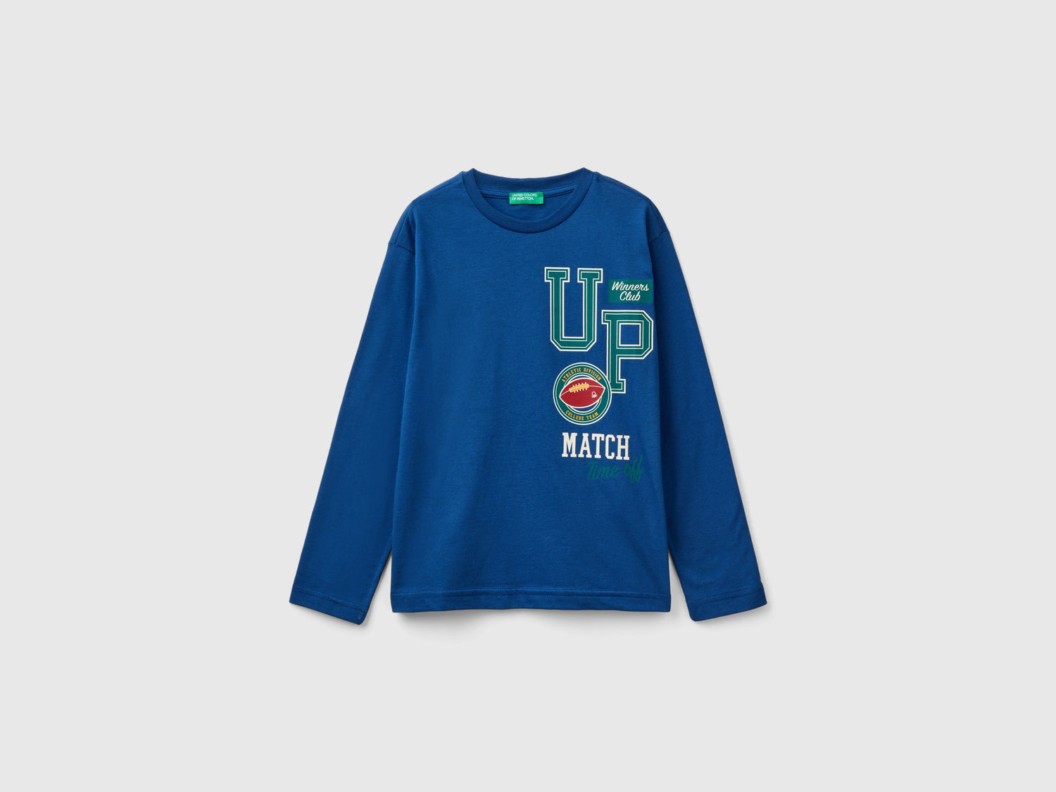 T-shirt manica lunga in cotone bio da bambino blu | Benetton Outlet