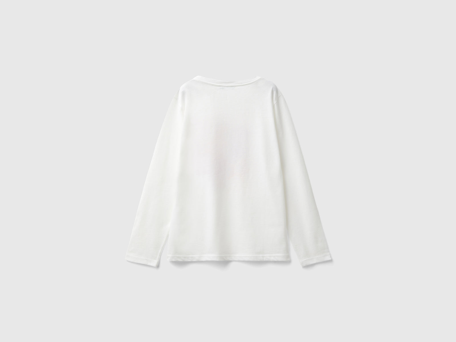 T-shirt manica lunga in cotone bio da bambina bianco panna 2 | Benetton Outlet