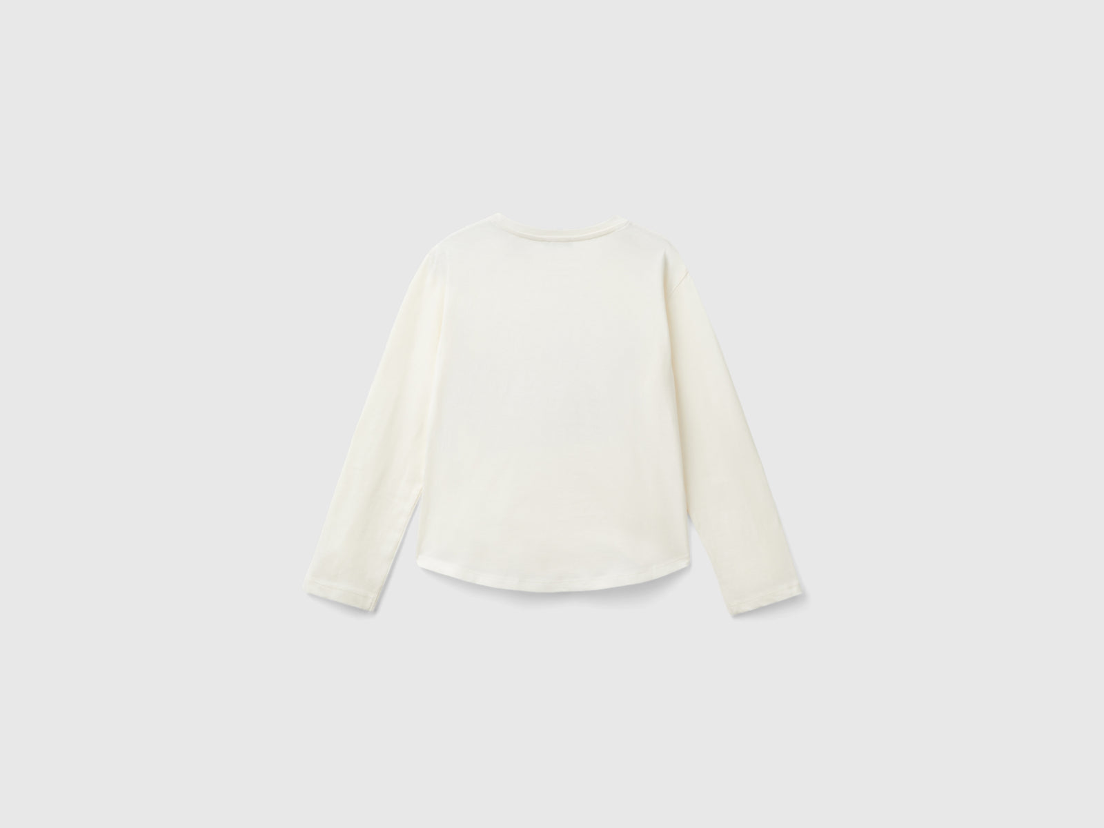 Camiseta de lentejuelas de algodón orgánico da bambina bianco panna 2 | Benetton Outlet