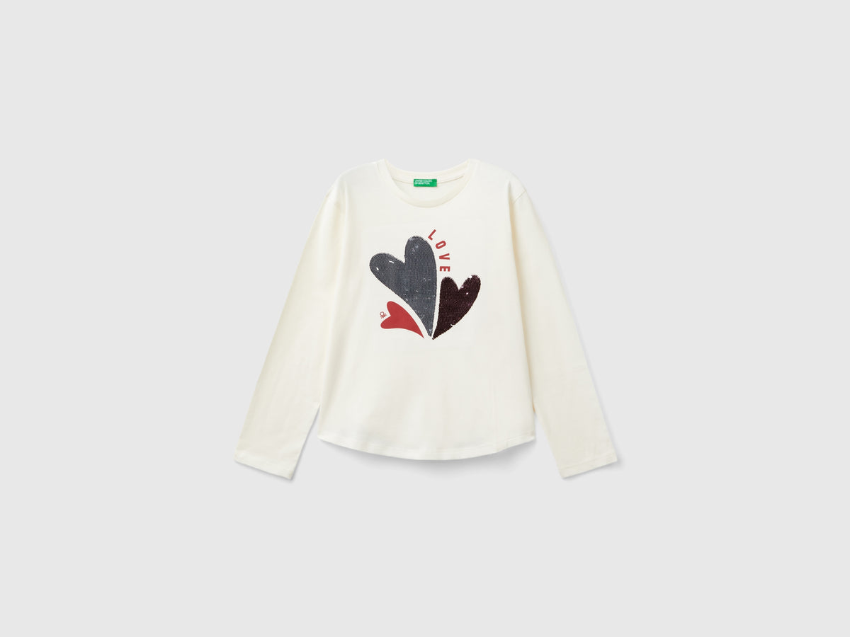 Camiseta de lentejuelas de algodón orgánico