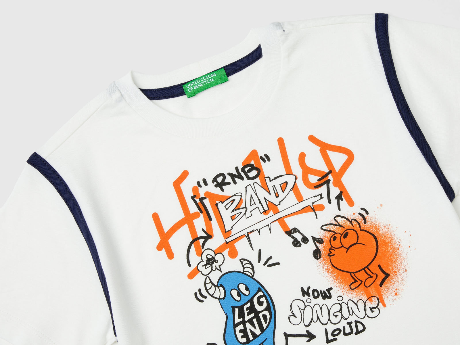 T-shirt con stampa graffiti in cotone bio da bimbo bianco 3 | Benetton Outlet