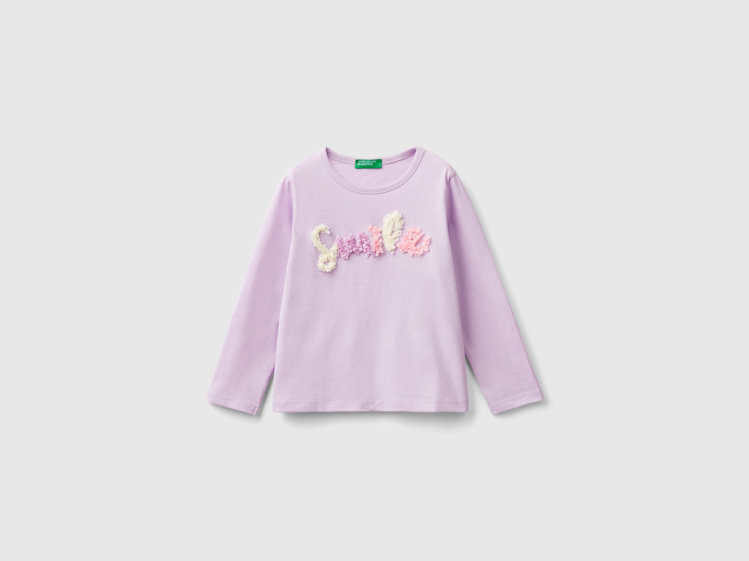 T-shirt con applicazione effetto petali da bimba lilla | Benetton Outlet