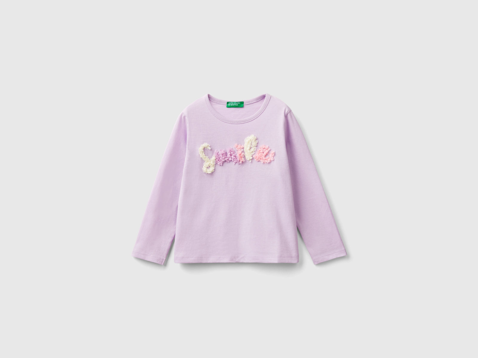 T-shirt con applicazione effetto petali da bimba lilla | Benetton Outlet