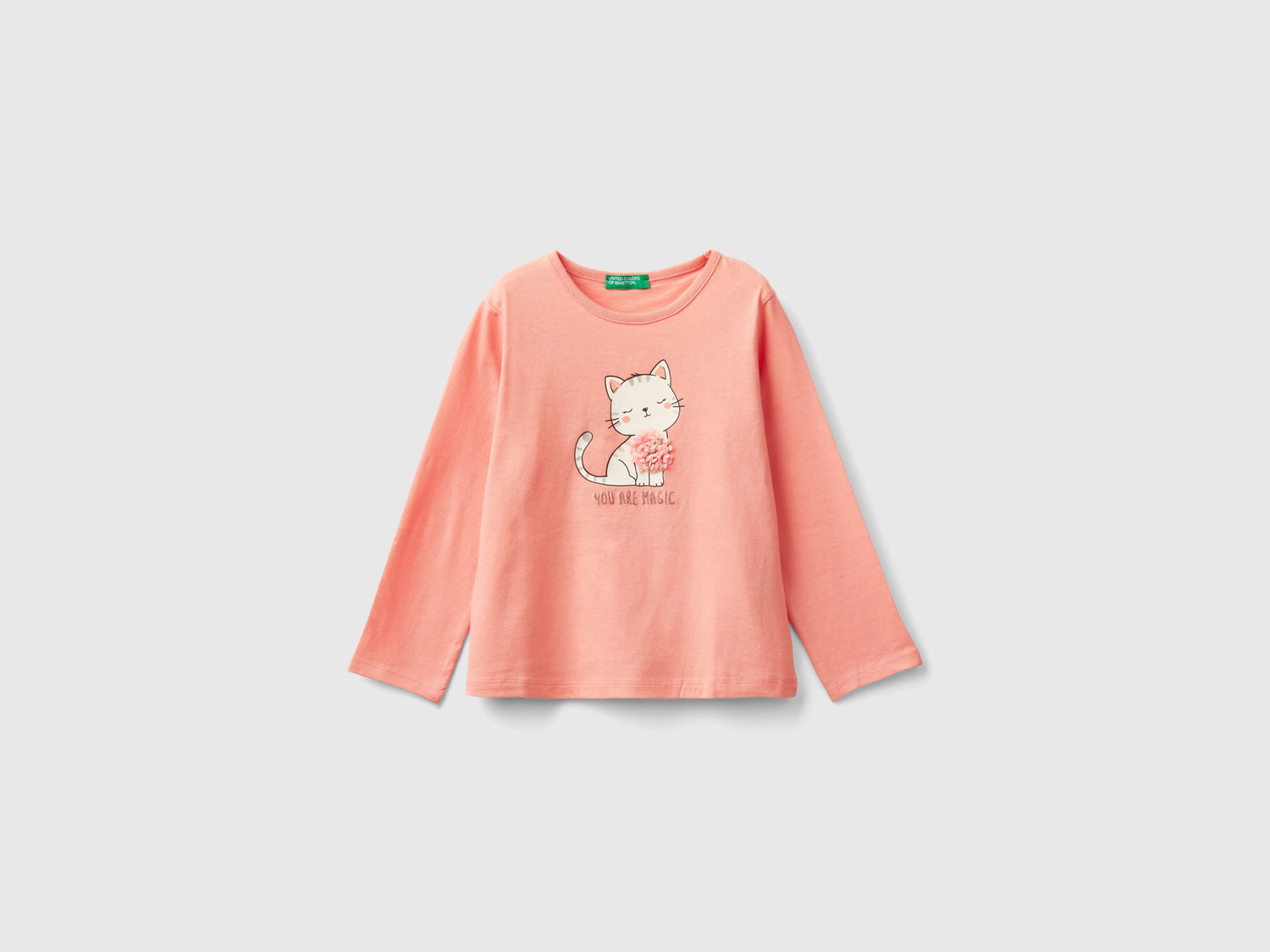 T-shirt con applicazione effetto petali da bimba pesca | Benetton Outlet