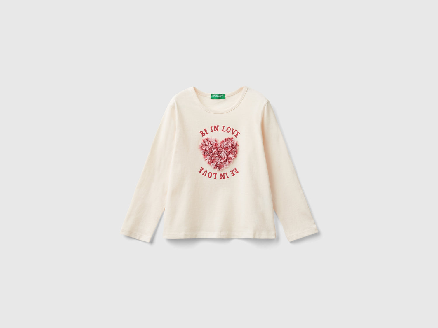 T-shirt con applicazione effetto petali da bimba bianco panna | Benetton Outlet