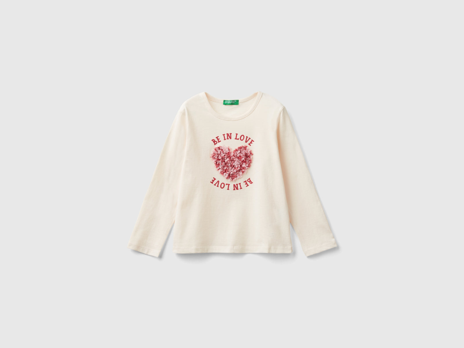 T-shirt con applicazione effetto petali da bimba bianco panna | Benetton Outlet