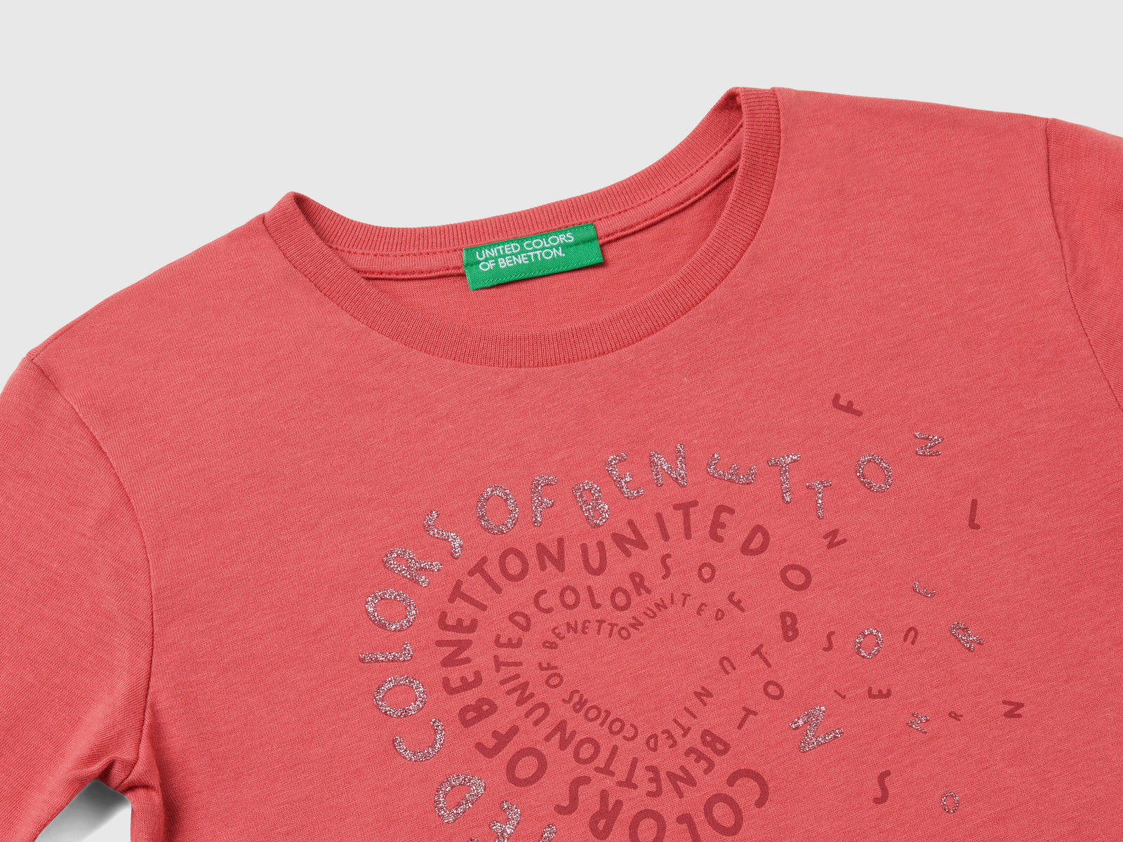 Camiseta con estampado de purpurina en algodón orgánico da bimba malva 3 | Benetton Outlet