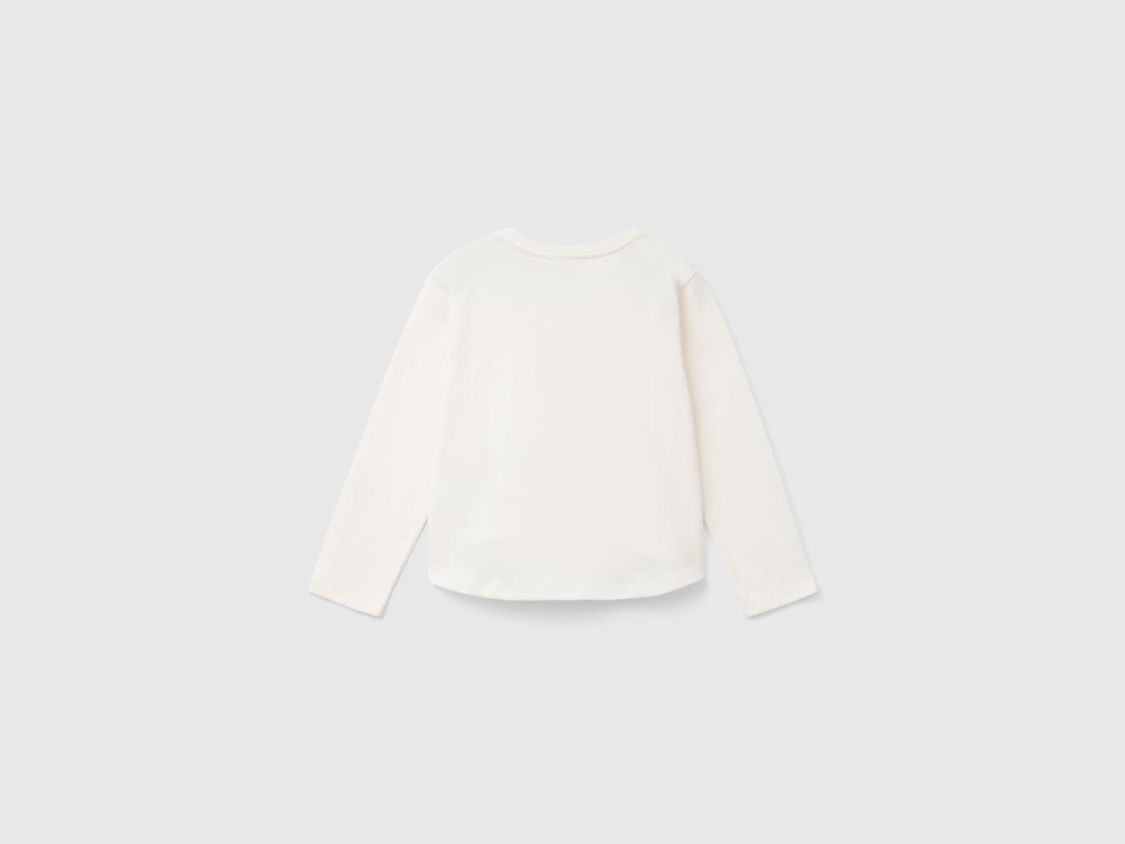 Maglietta stampa glitter in cotone bio da bimba bianco panna 2 | Benetton Outlet