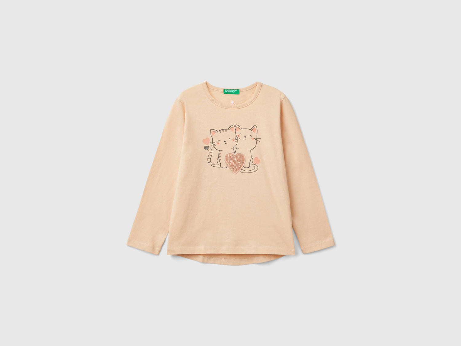 T-shirt con stampa e paillettes da bimba rosa tenue | Benetton Outlet