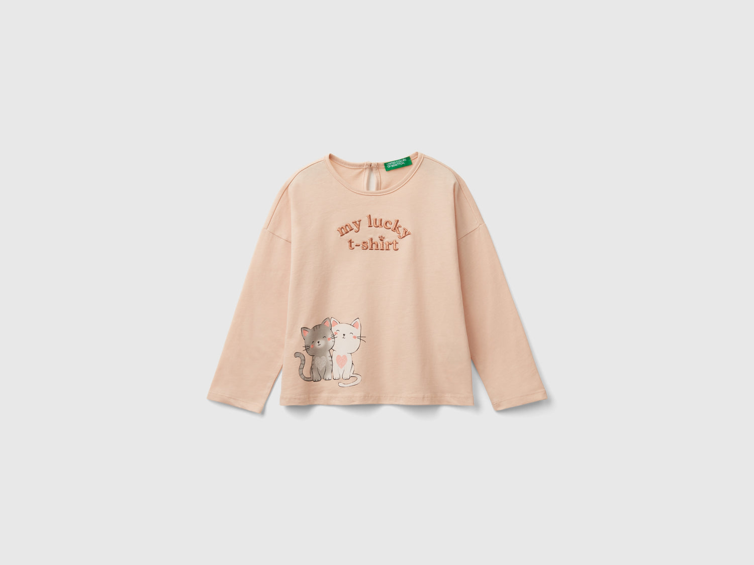 Camiseta con estampado de gatito da bimba rosa tenue | Benetton Outlet