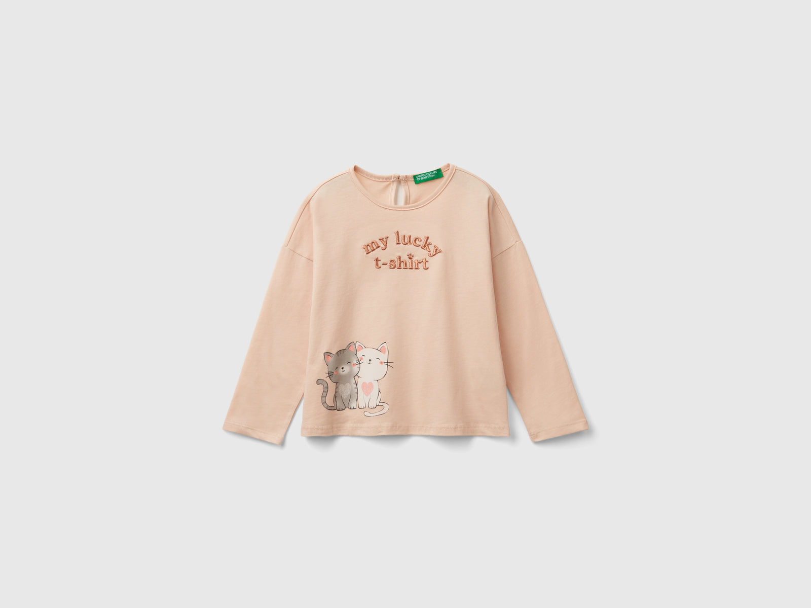 T-shirt con stampa gattini da bimba rosa tenue | Benetton Outlet