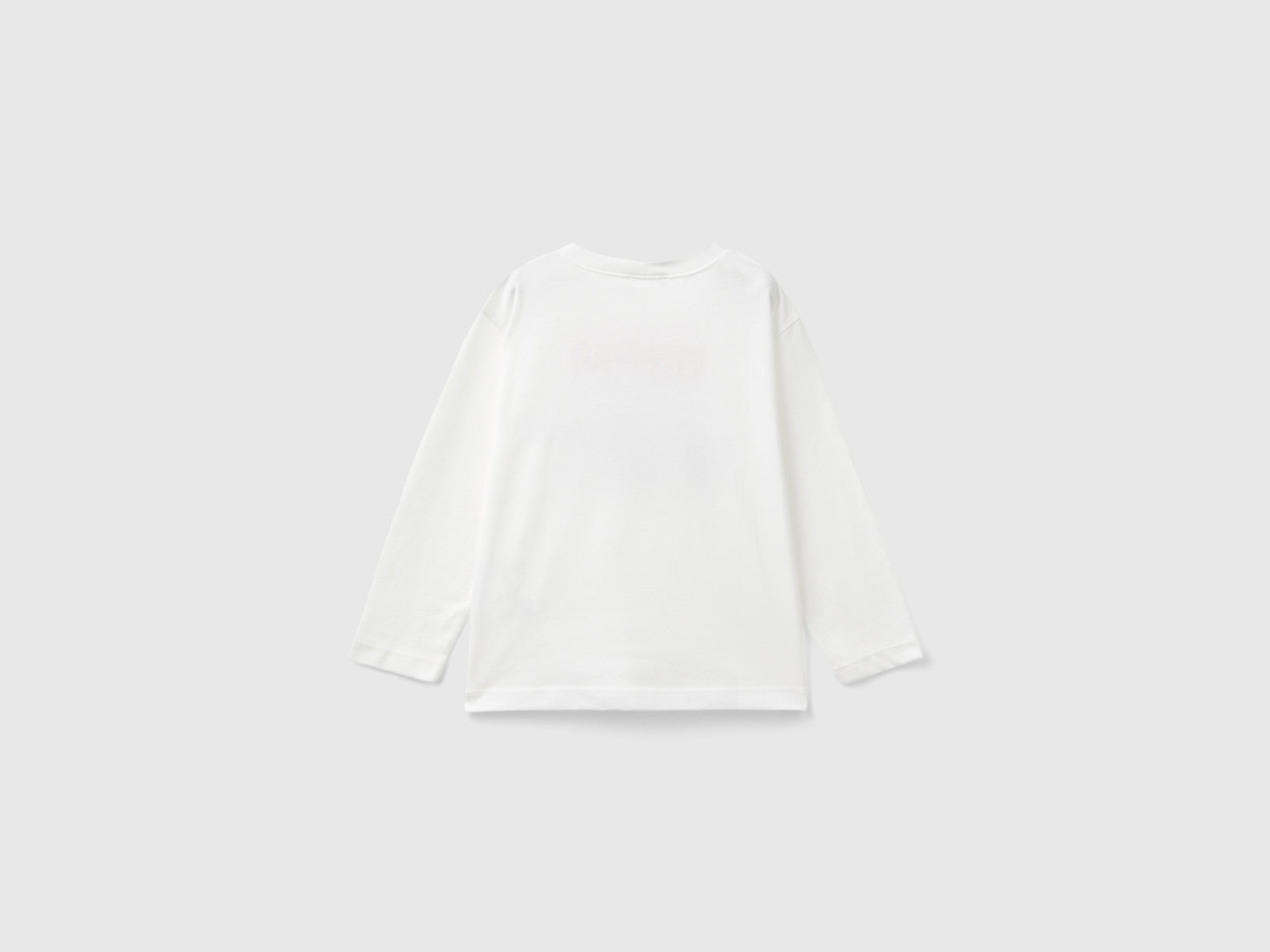 Maglietta con stampa in cotone bio da bimbo bianco panna 2 | Benetton Outlet