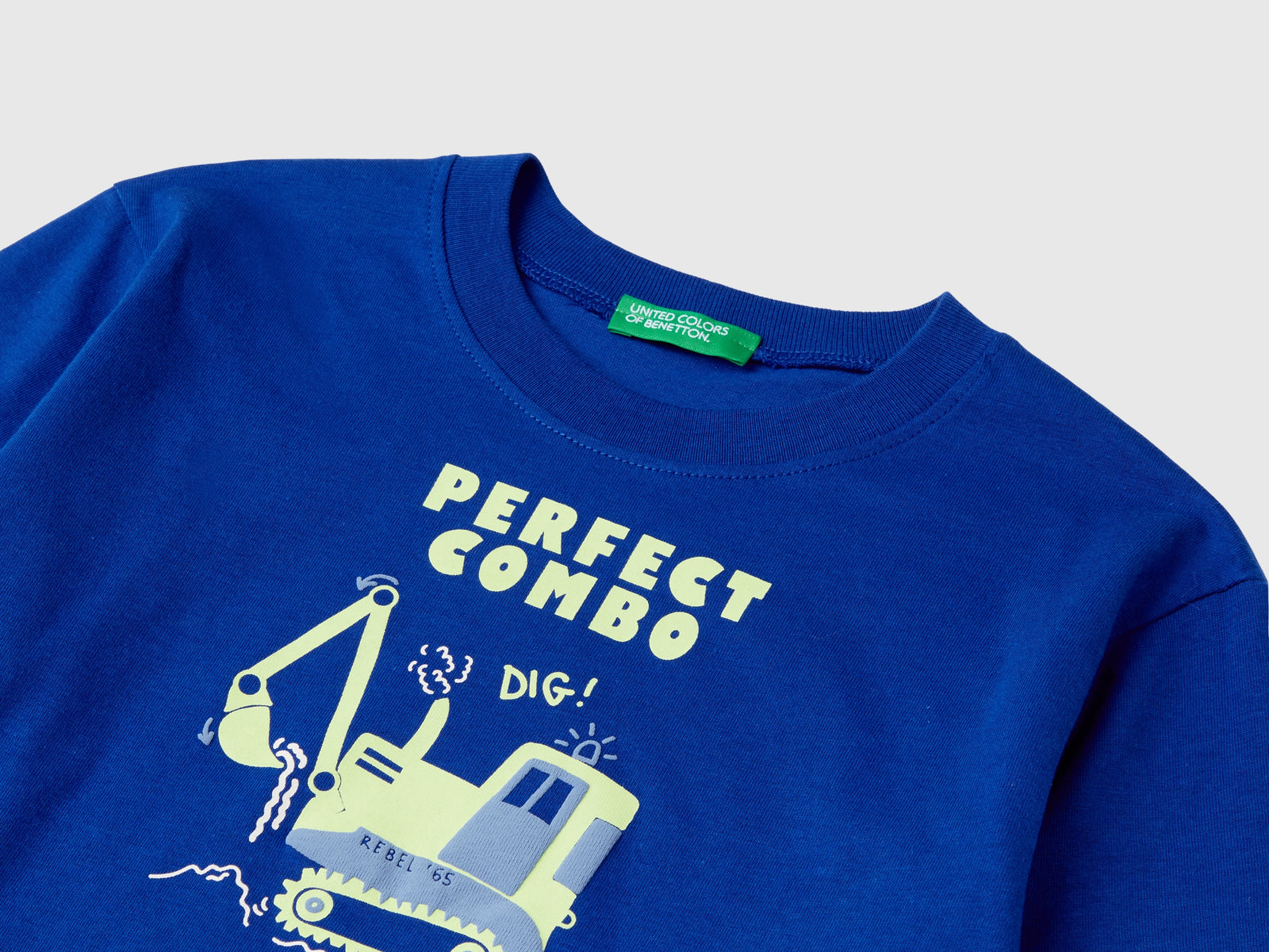 Maglietta con stampa in cotone bio da bimbo bluette 3 | Benetton Outlet