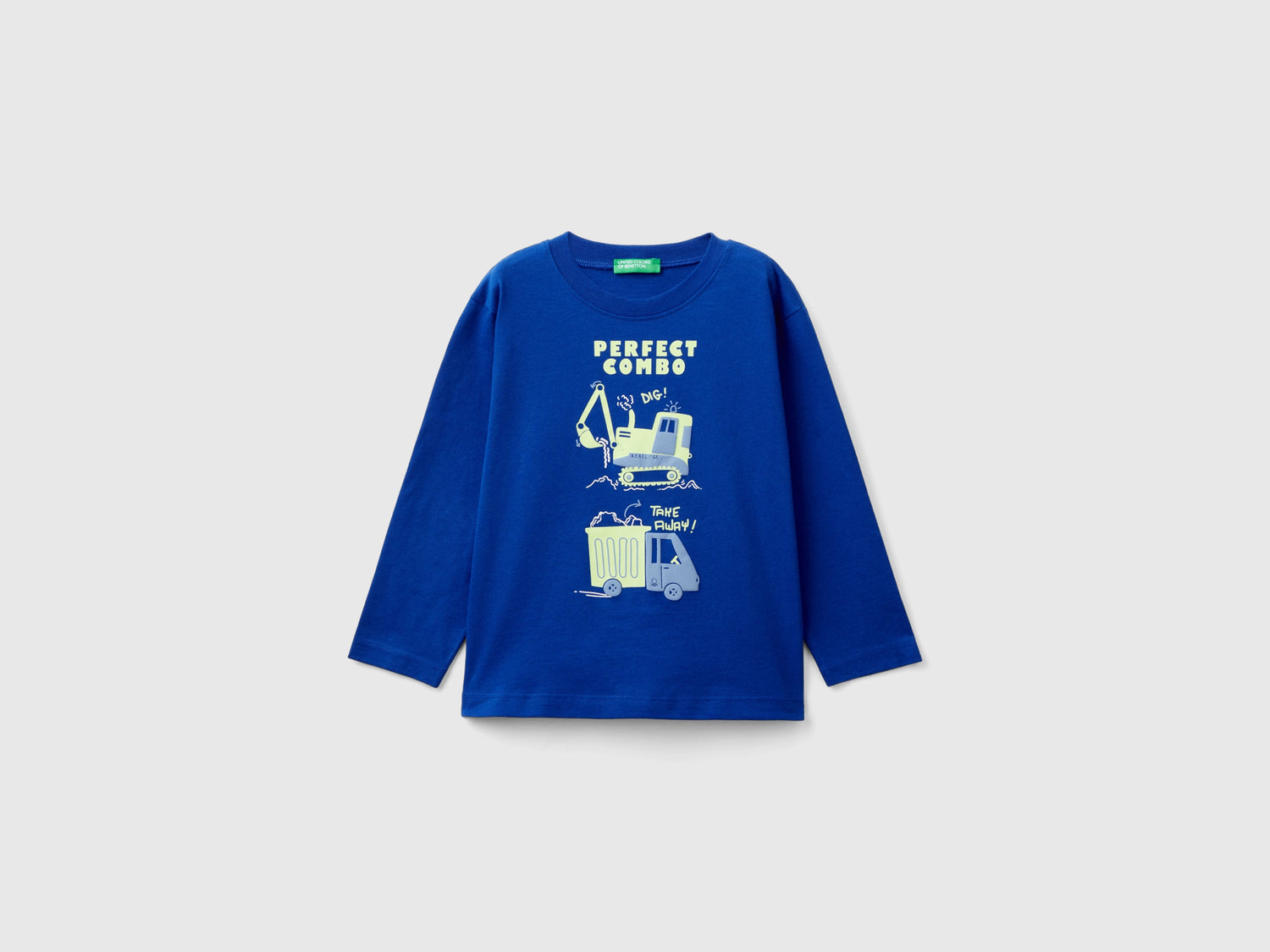 Maglietta con stampa in cotone bio da bimbo bluette | Benetton Outlet
