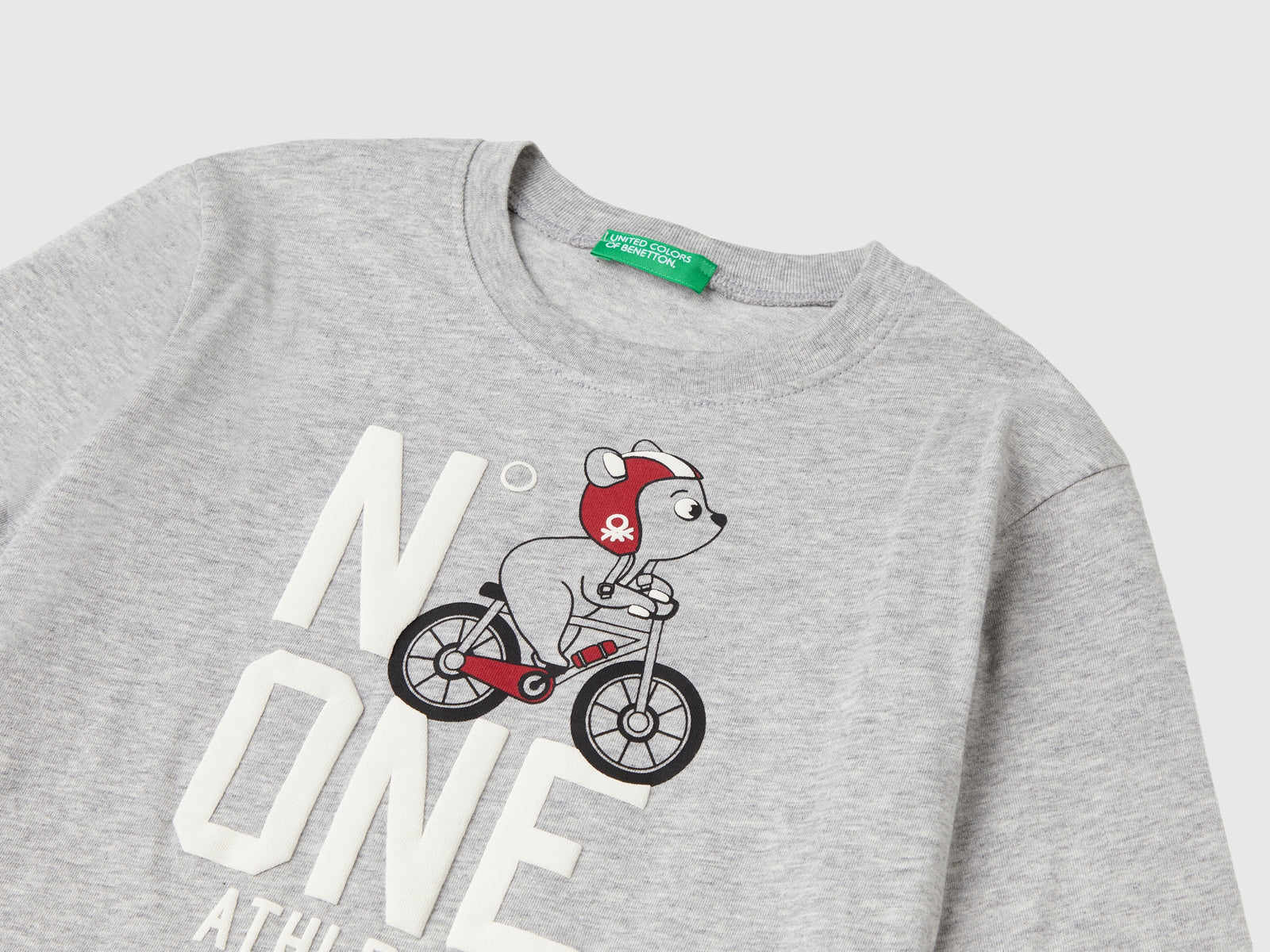 Maglietta con stampa in cotone bio da bimbo grigio chiaro 3 | Benetton Outlet