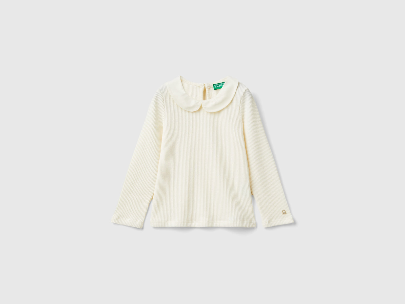 T-shirt con colletto da bimba bianco panna | Benetton Outlet