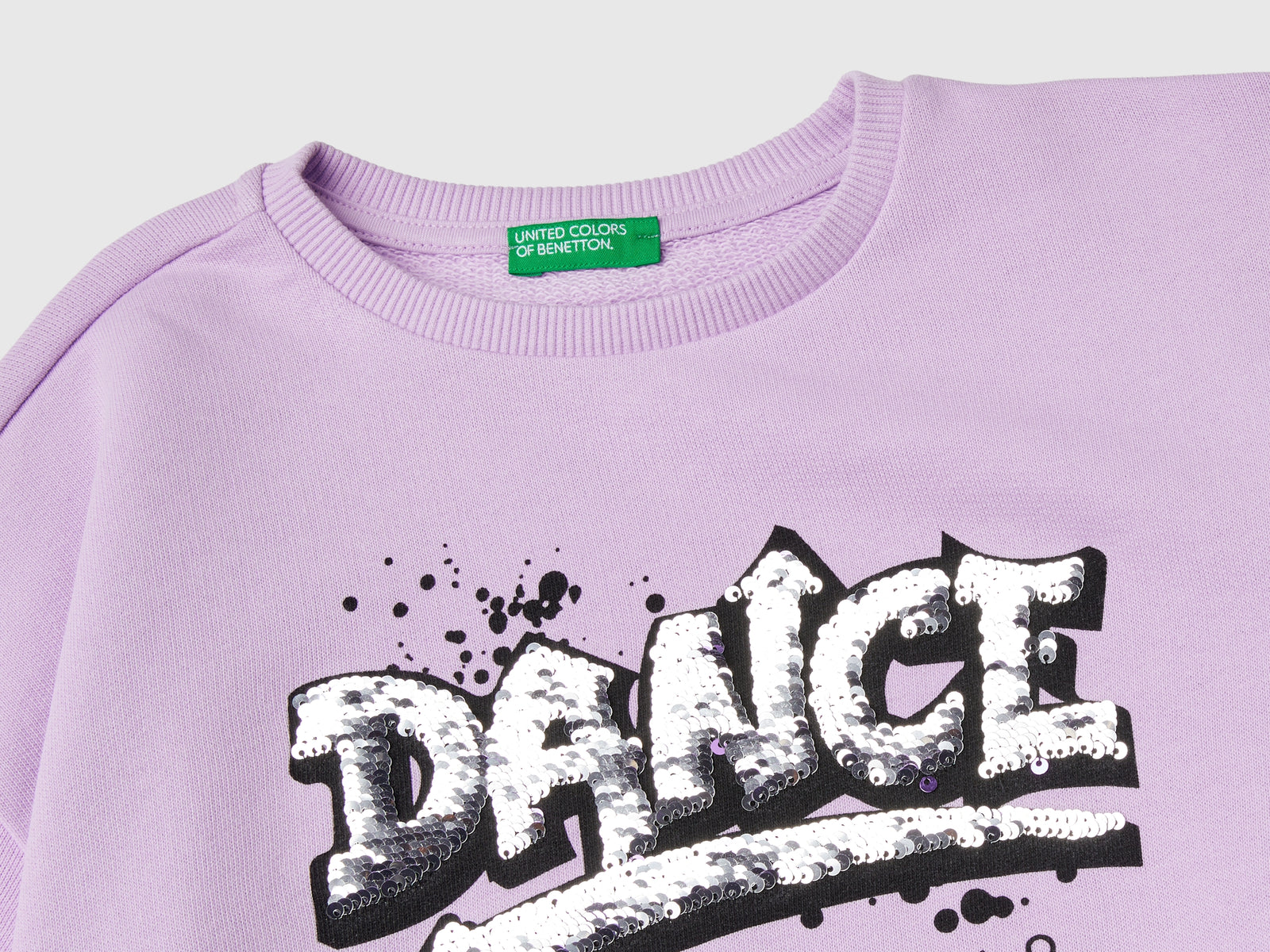Felpa con paillettes da bambina lilla 3 | Benetton Outlet