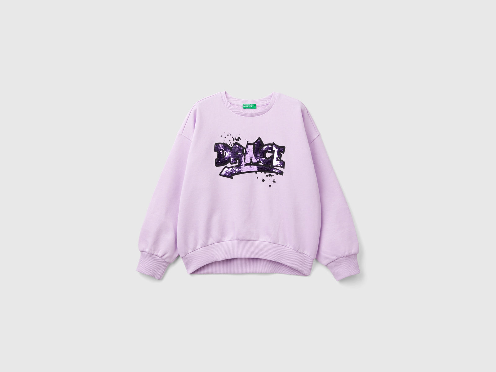 Felpa con paillettes da bambina lilla | Benetton Outlet