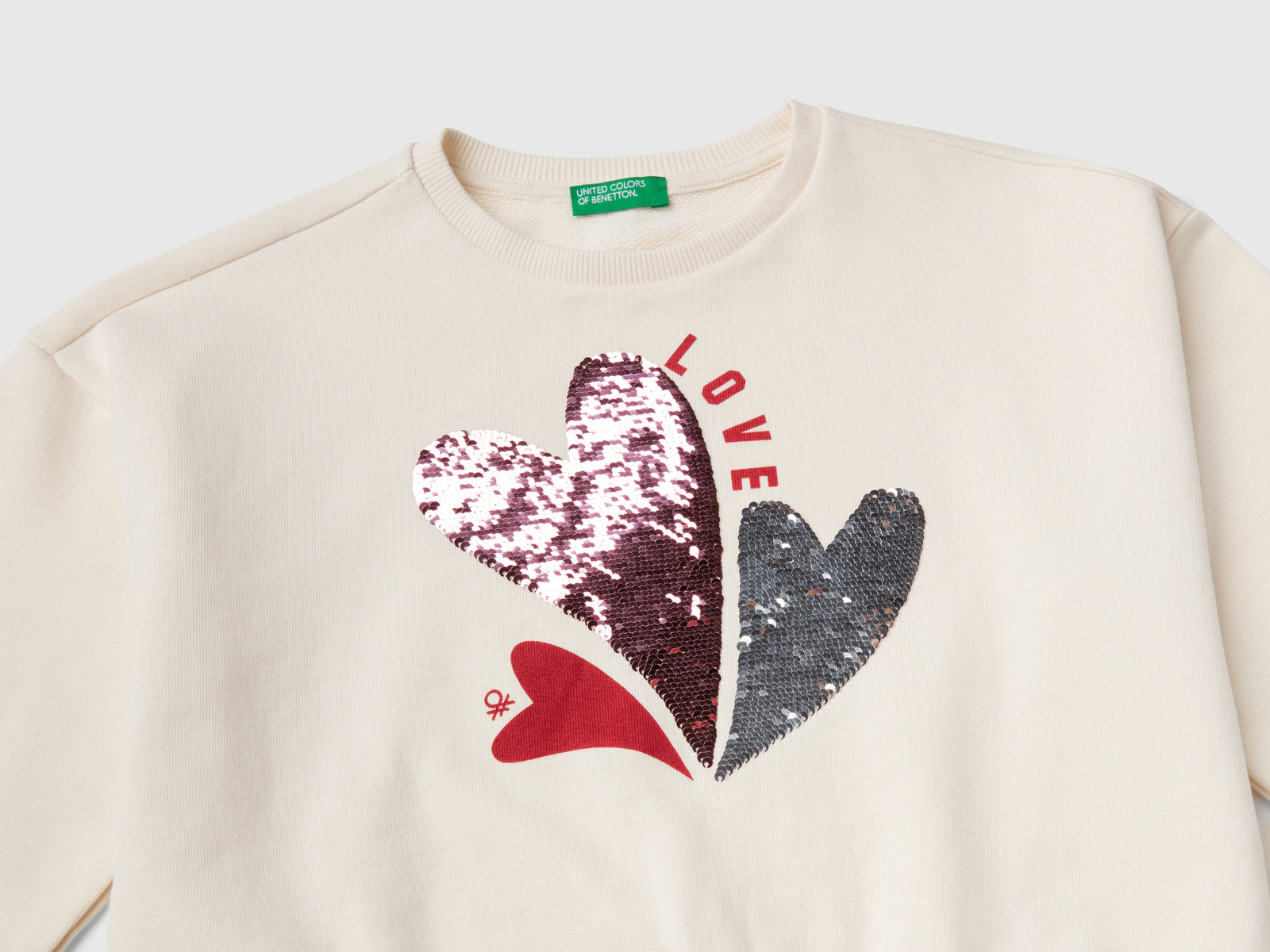 Felpa con paillettes da bambina bianco panna 4 | Benetton Outlet