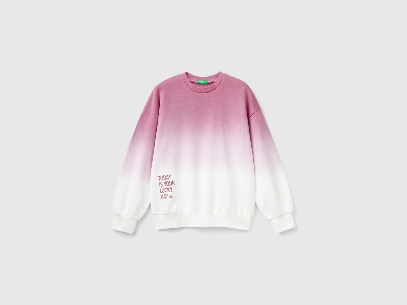 Felpa dip dye con ricamo da bambina malva scuro | Benetton Outlet