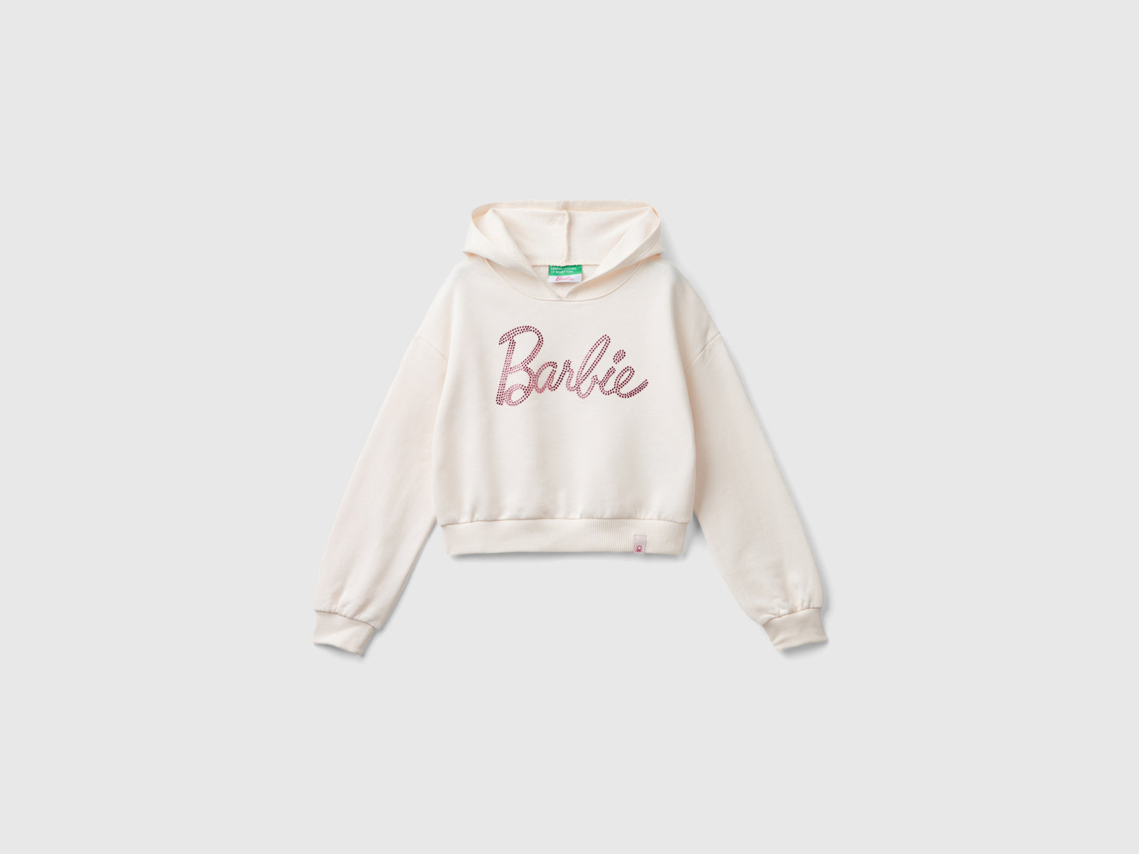Felpa Barbie panna con strass da bambina bianco panna | Benetton Outlet
